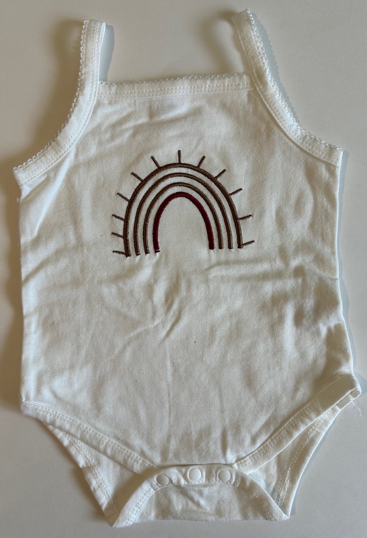 Unknown Brand, Off-White Rainbow Tank Top Onesie - 3-6 Months