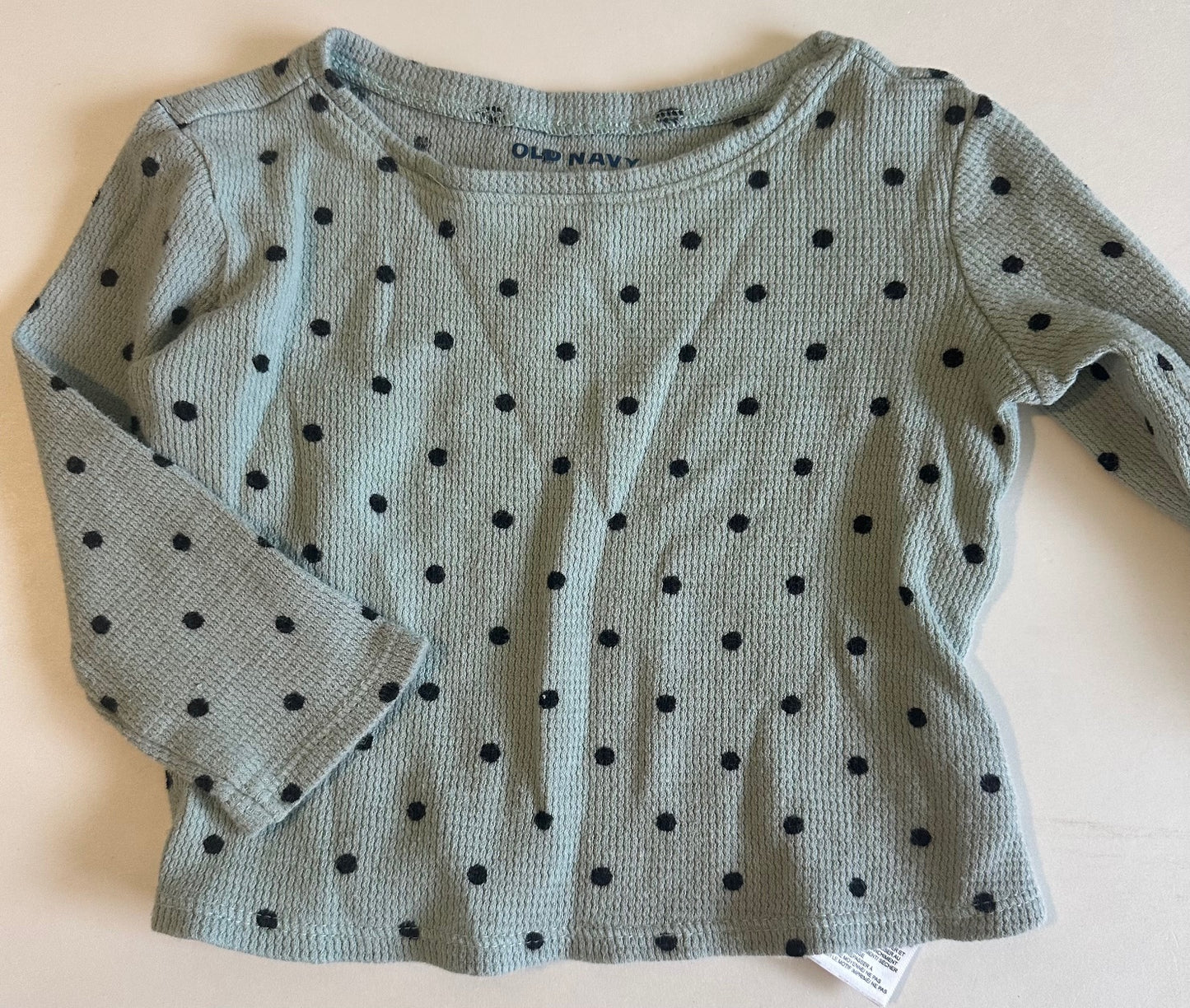 Old Navy, Pale Green Polka-Dot Thermal Shirt - 12-18 Months