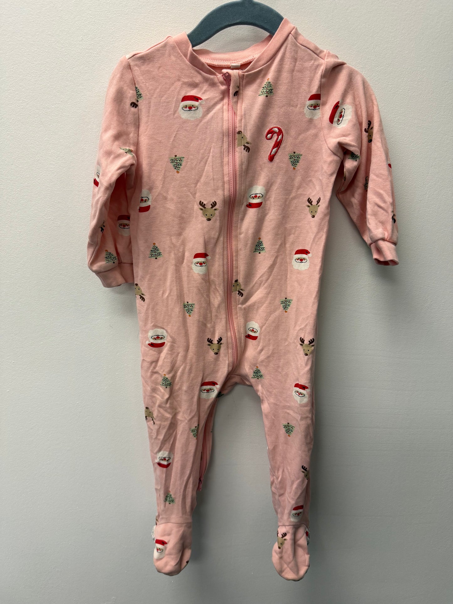 PEKKLE PINK CHRISTMAS SLEEPER SIZE 12M