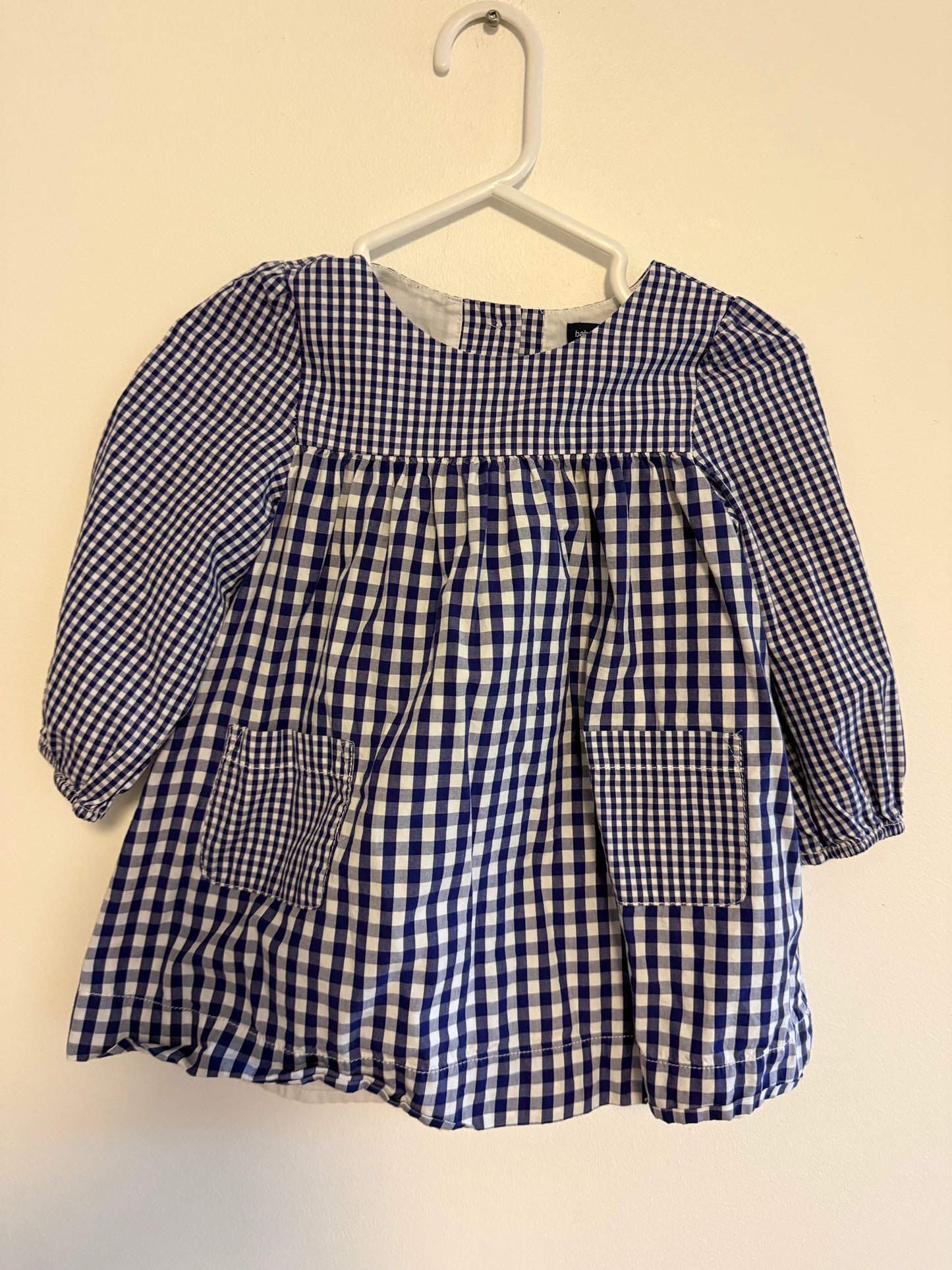 BABY GAP BLUE GINGHAM DRESS SIZE 18-24M
