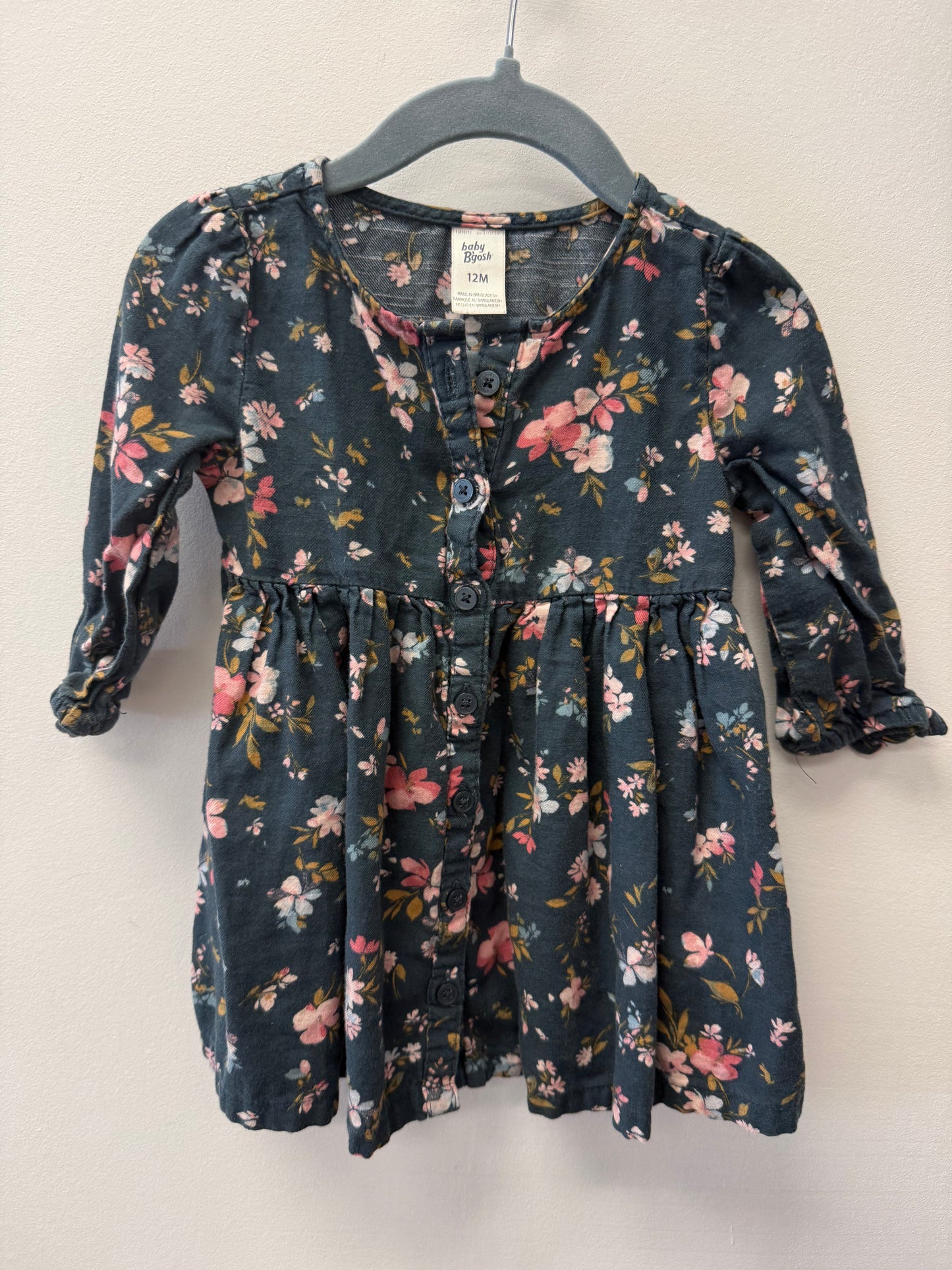 OSHKOSH LONG SLEEVE FLORAL DRESS SIZE 12M