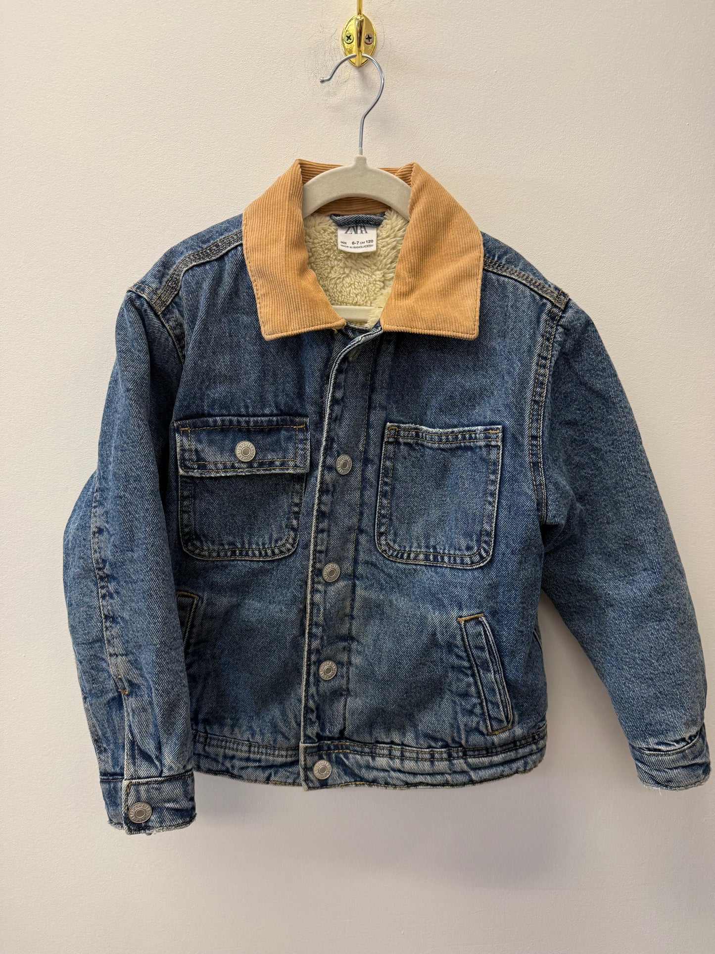 ZARA FUR LINED DENIM JACKET SIZE 6-7