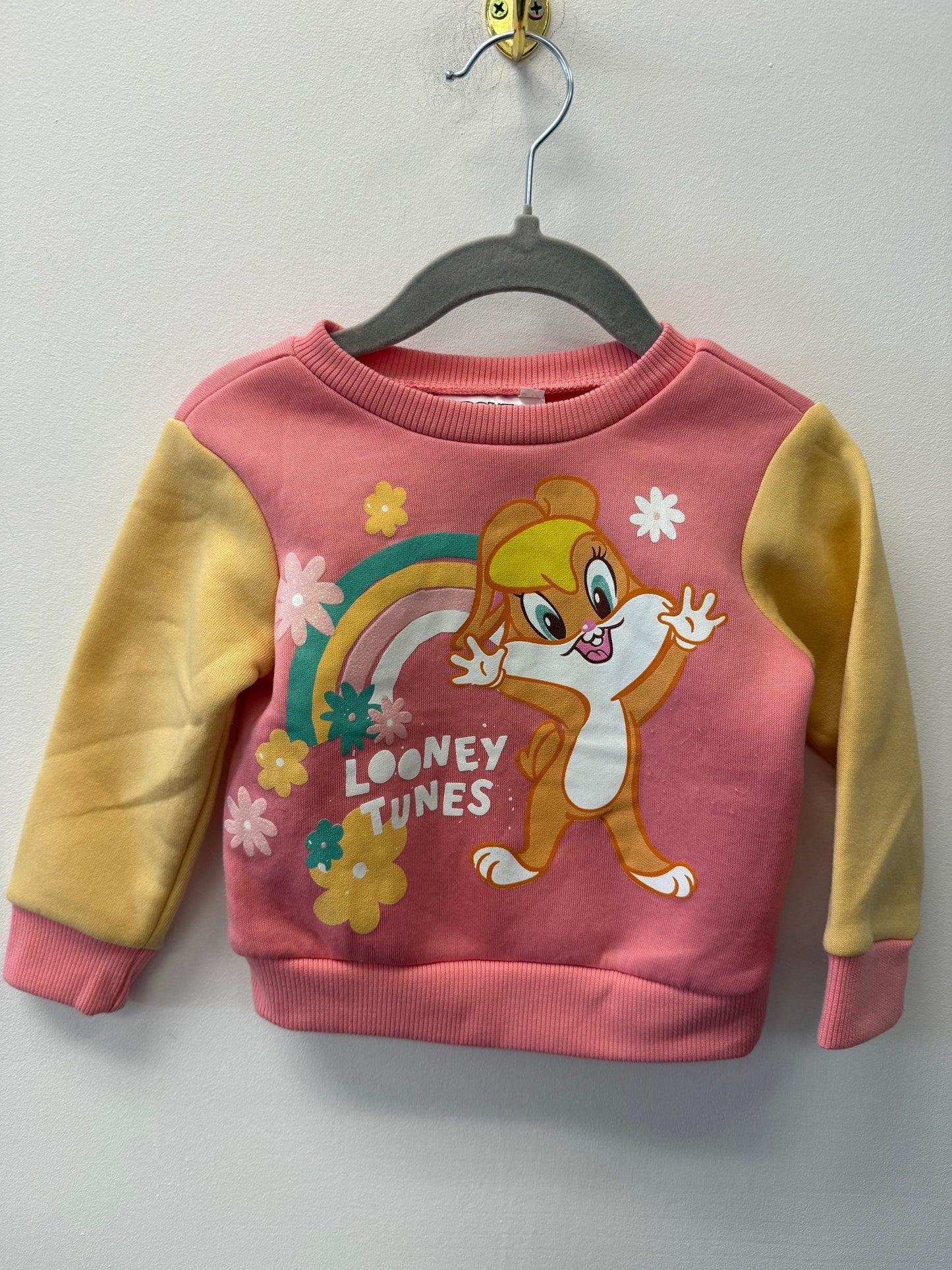 LOONEY TUNES PINK & YELLOW CREW SIZE 6-12M
