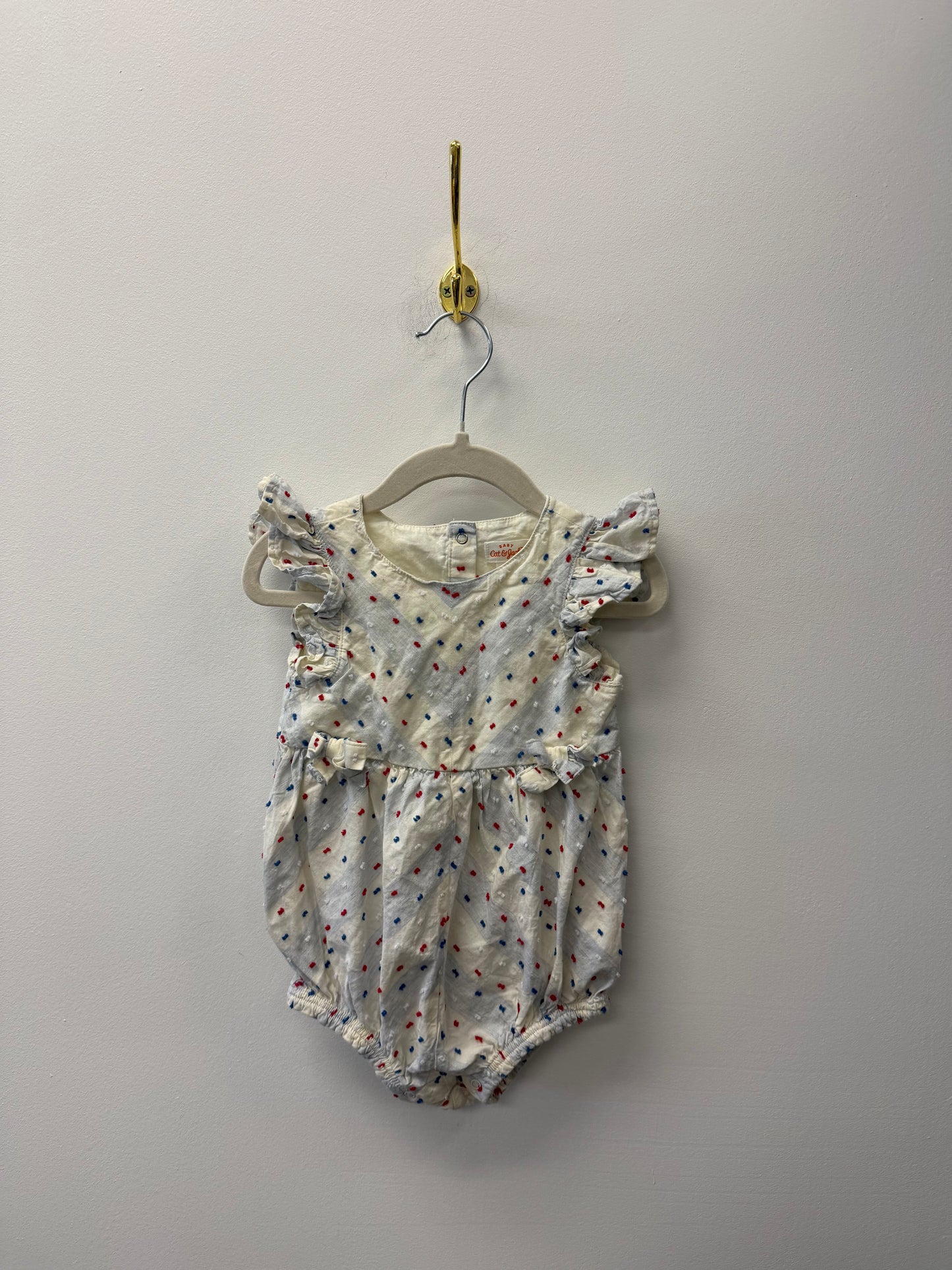 CAT & JACK BLUE AND RED ROMPER SIZE 18M