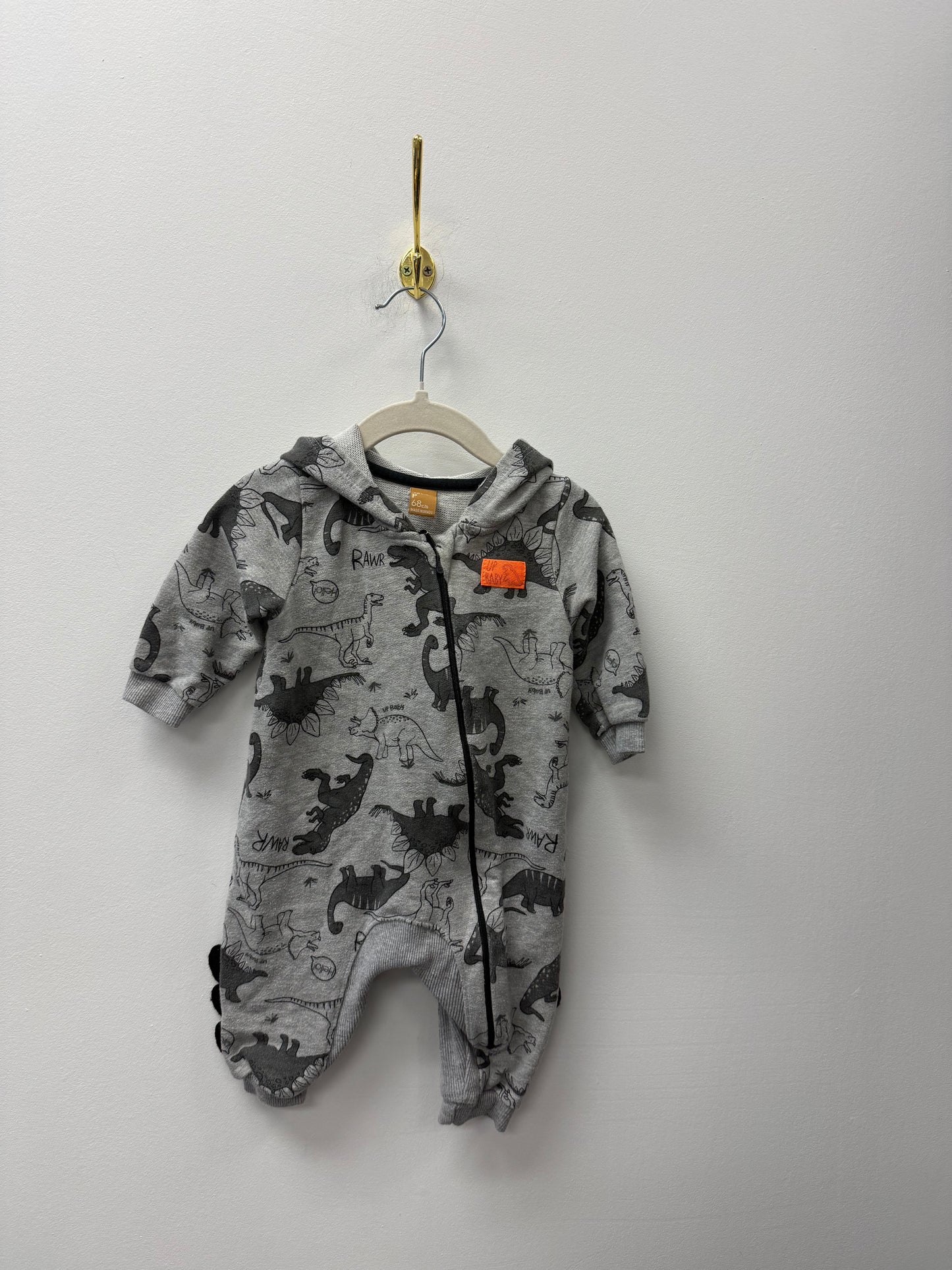 UP BABY DINO HOODED ONE PIECE SIZE 3-6M