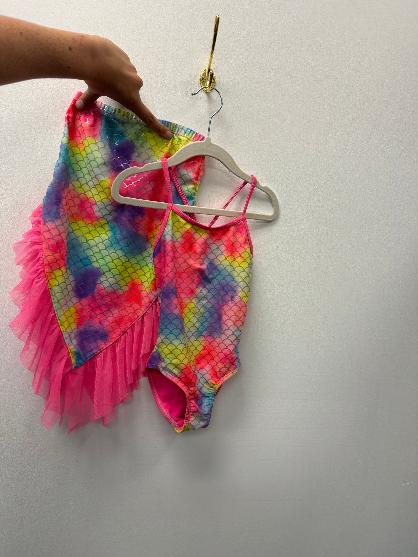 GEORGE MERMAID BATHING SUIT WITH MERMAID TAIL COVER SIZE 4-5T