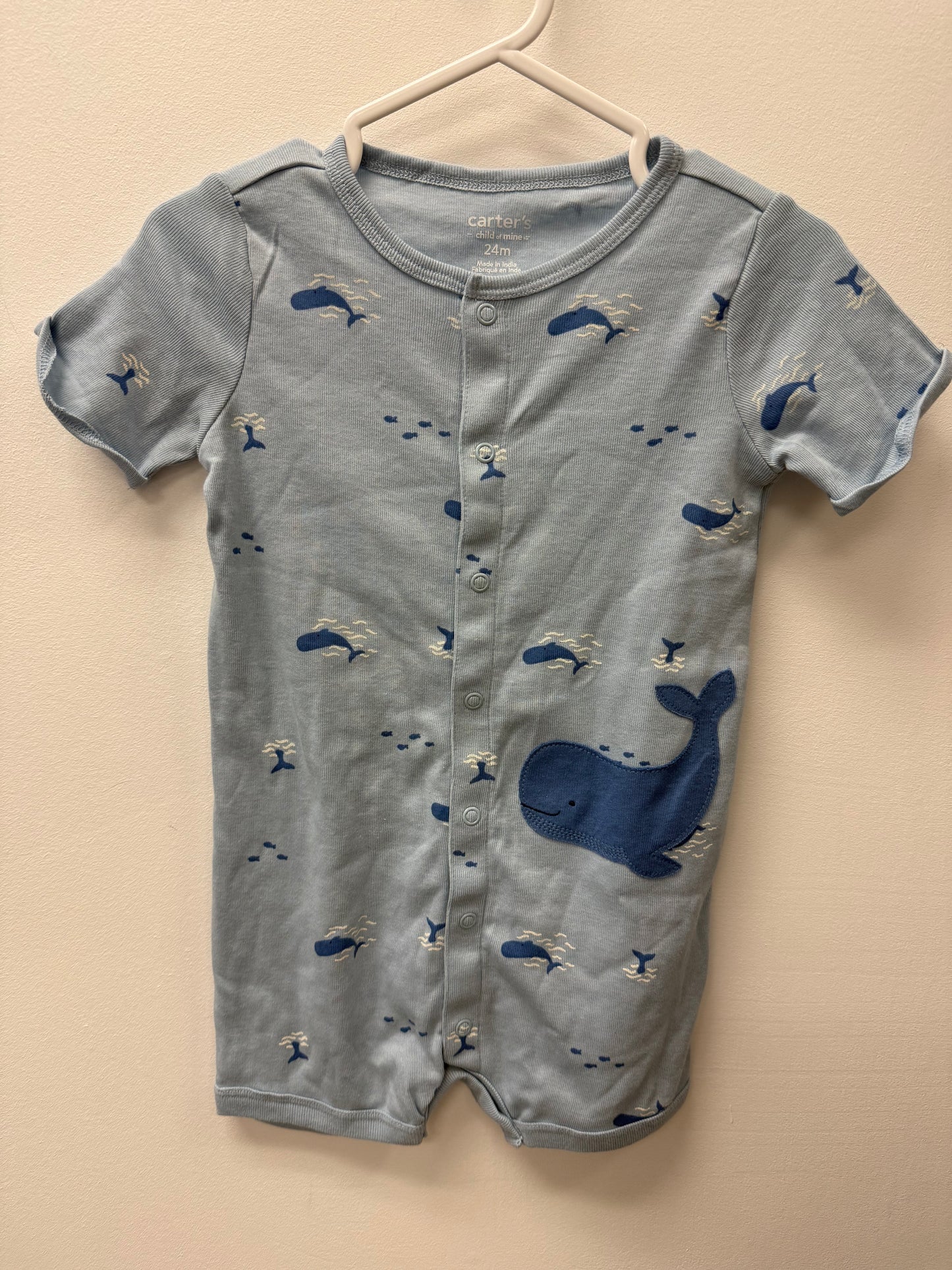 NWOT CARTERS WHALE ROMPER PJ'S SIZE 24M