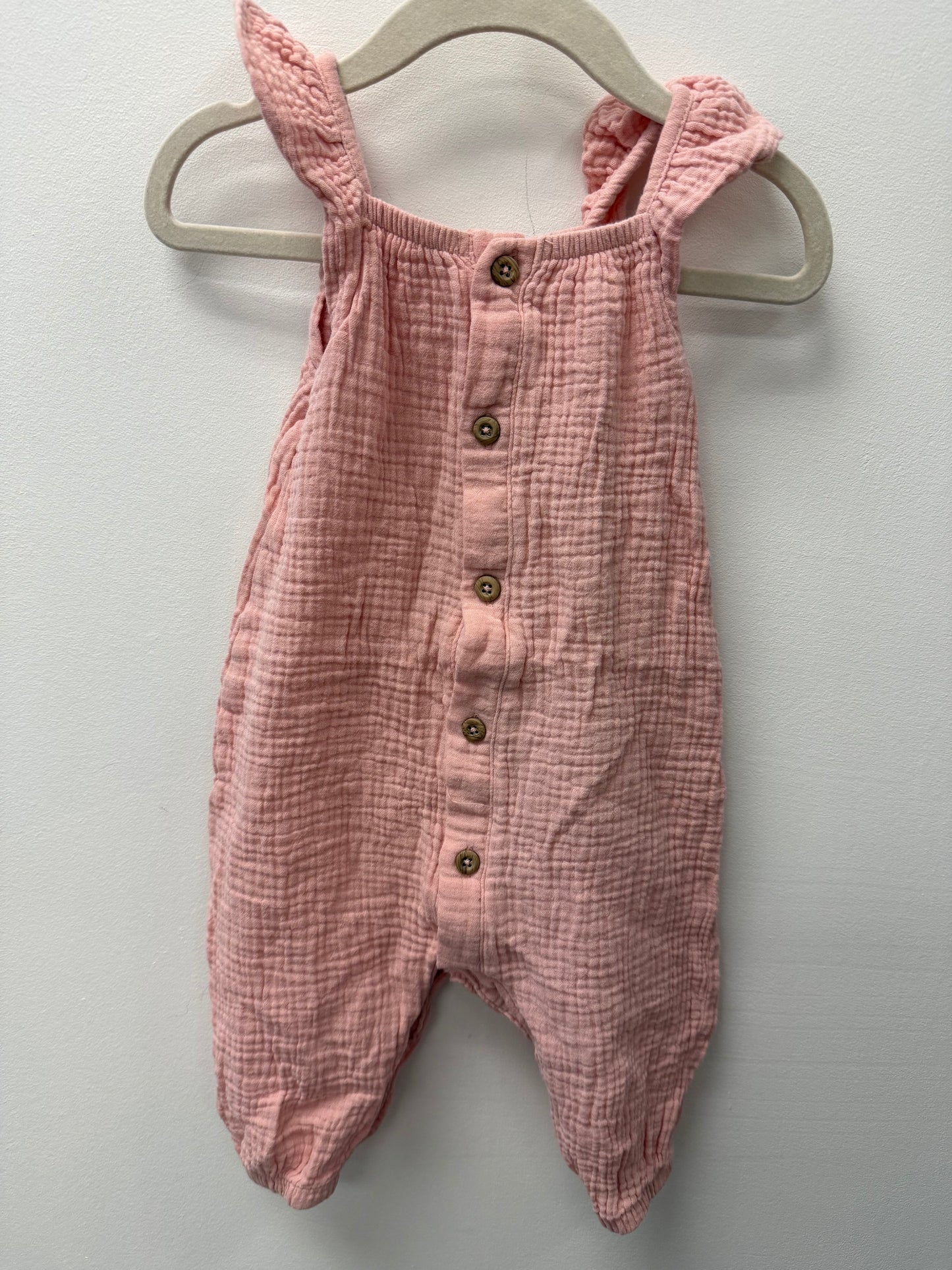 GEORGE PINK LINEN ROMPER SIZE 3-6M