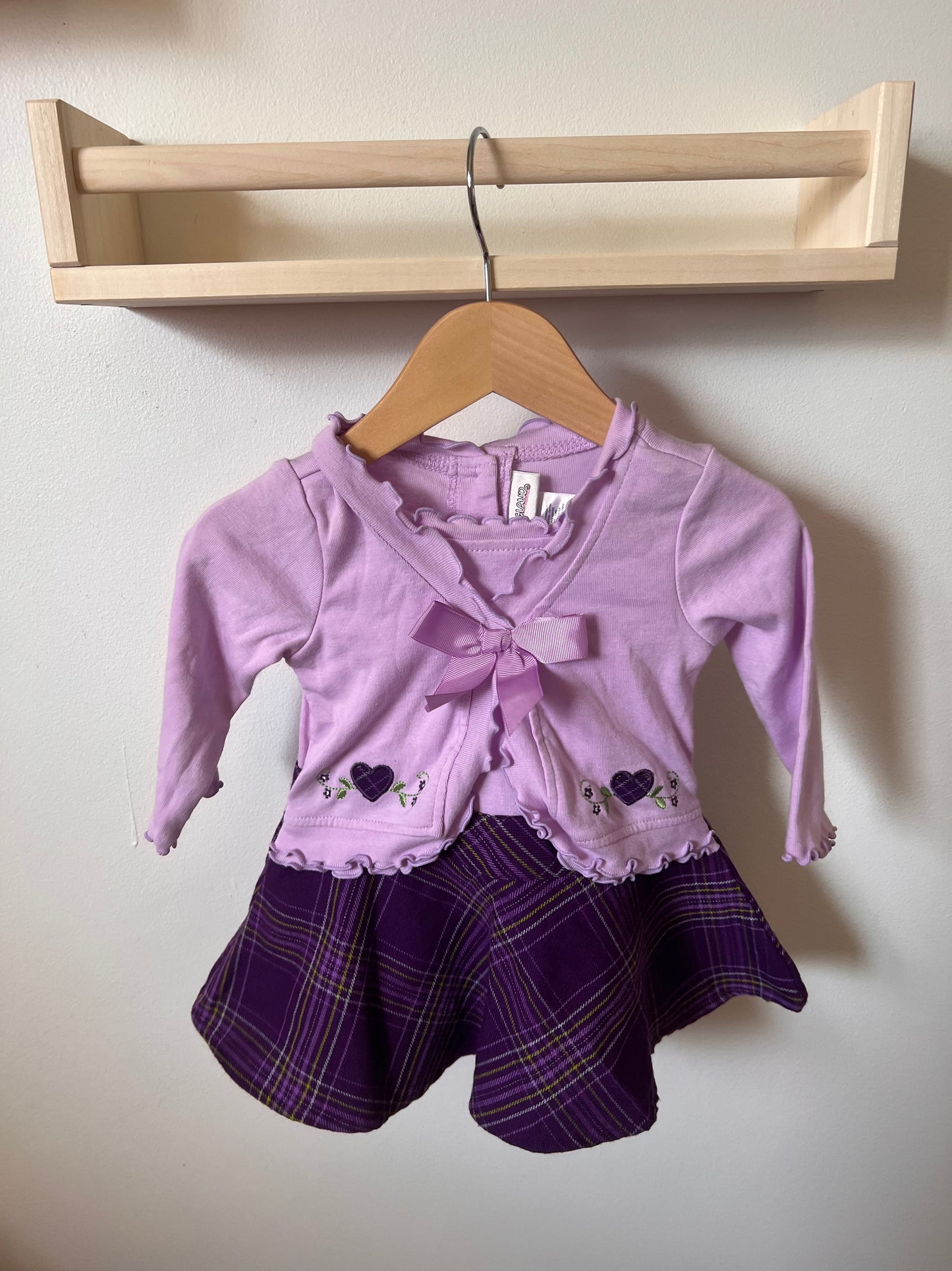 YOUNGLAND PURPLE PLAID DRESS 6-12M
