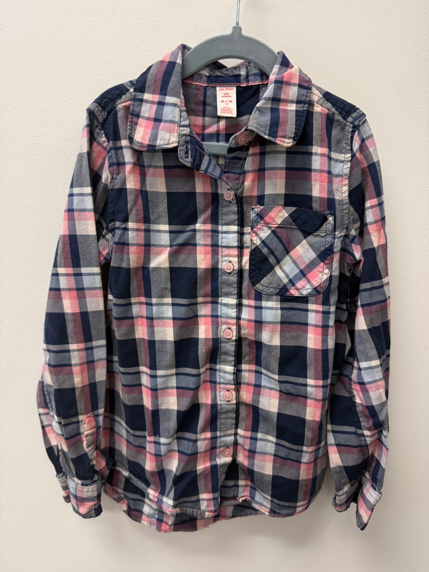JOE FRESH PINK & BLUE PLAID SIZE 7-8