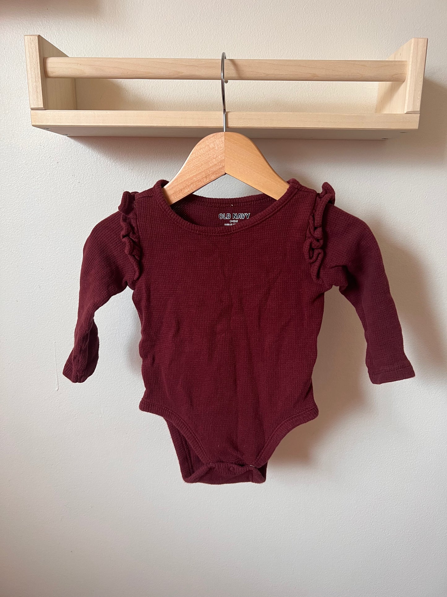 OLD NAVY BURGUNDY ONESIE 6-12M