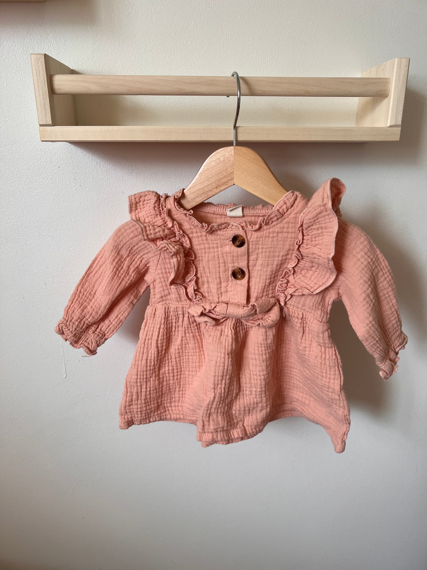 NO BRAND TAG, PINK LINEN SHIRT 6-12M
