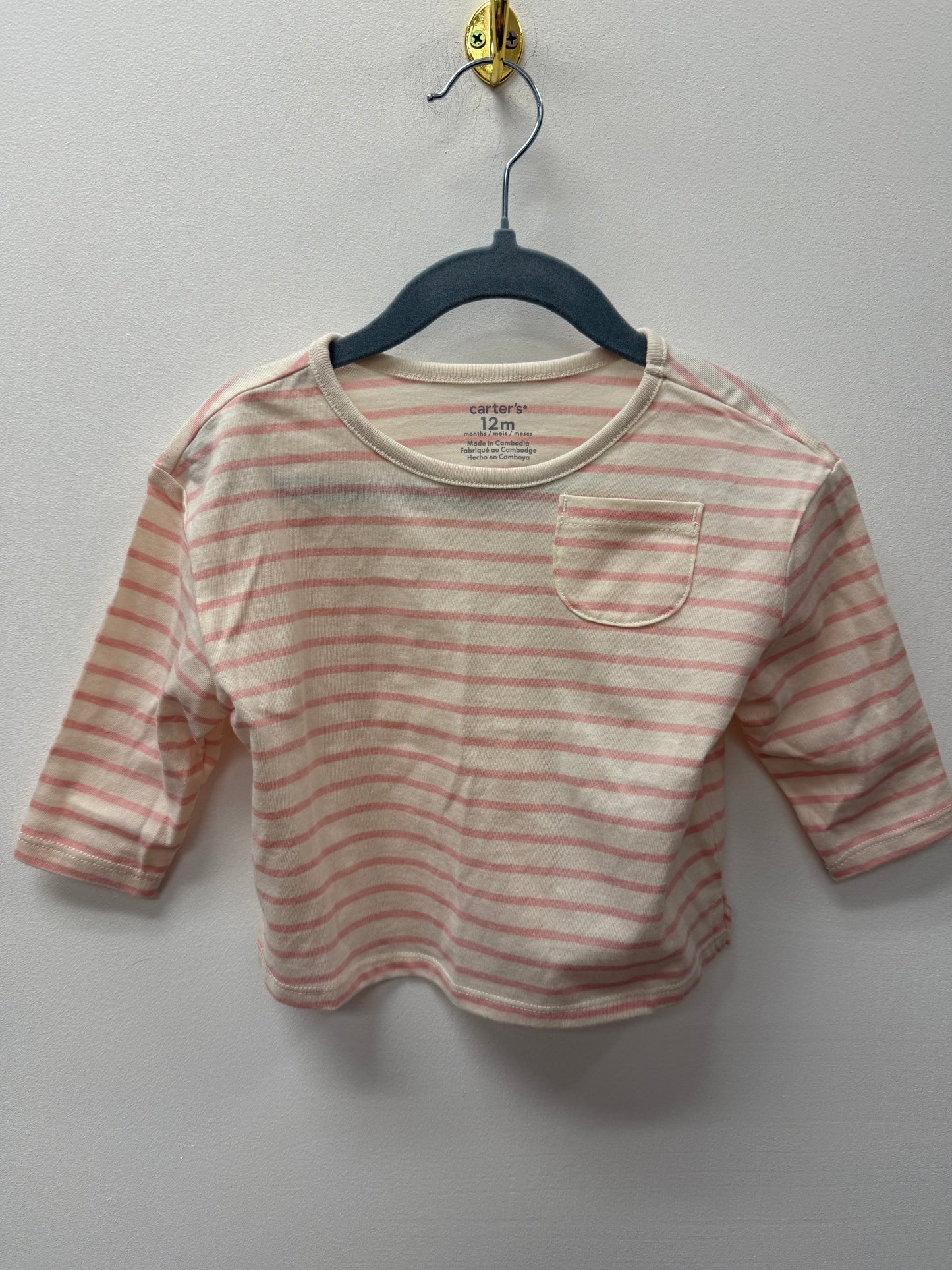 CARTERS PINK STRIPPED SHIRT SIZE 12M