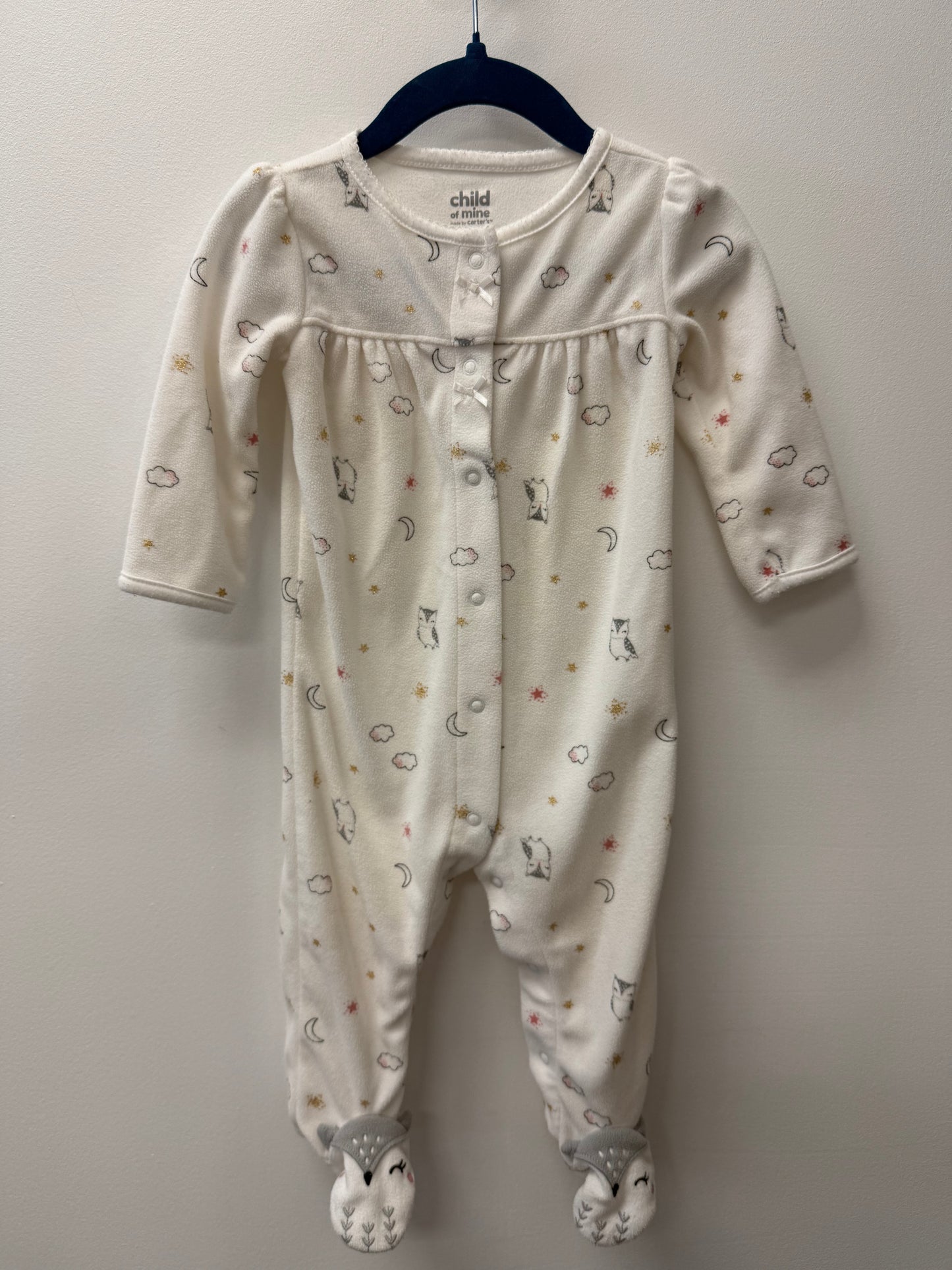 CARTERS FLEECE OWL & MOON SLEEPER SIZE 6-9M