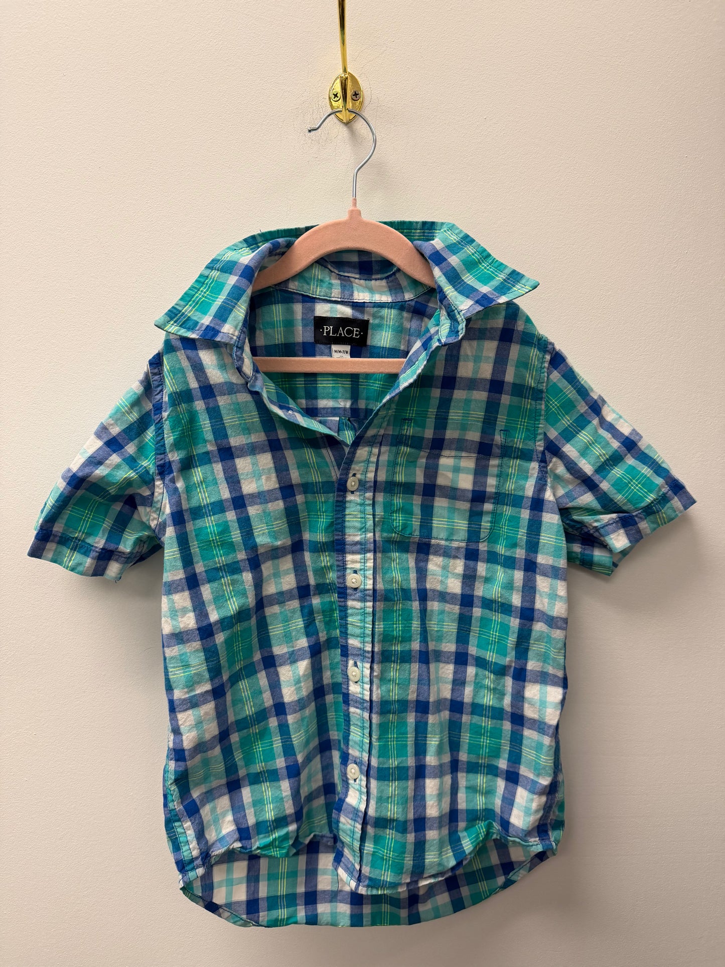CHILDRENS PLACE BLUE PLAID SIZE 7-8