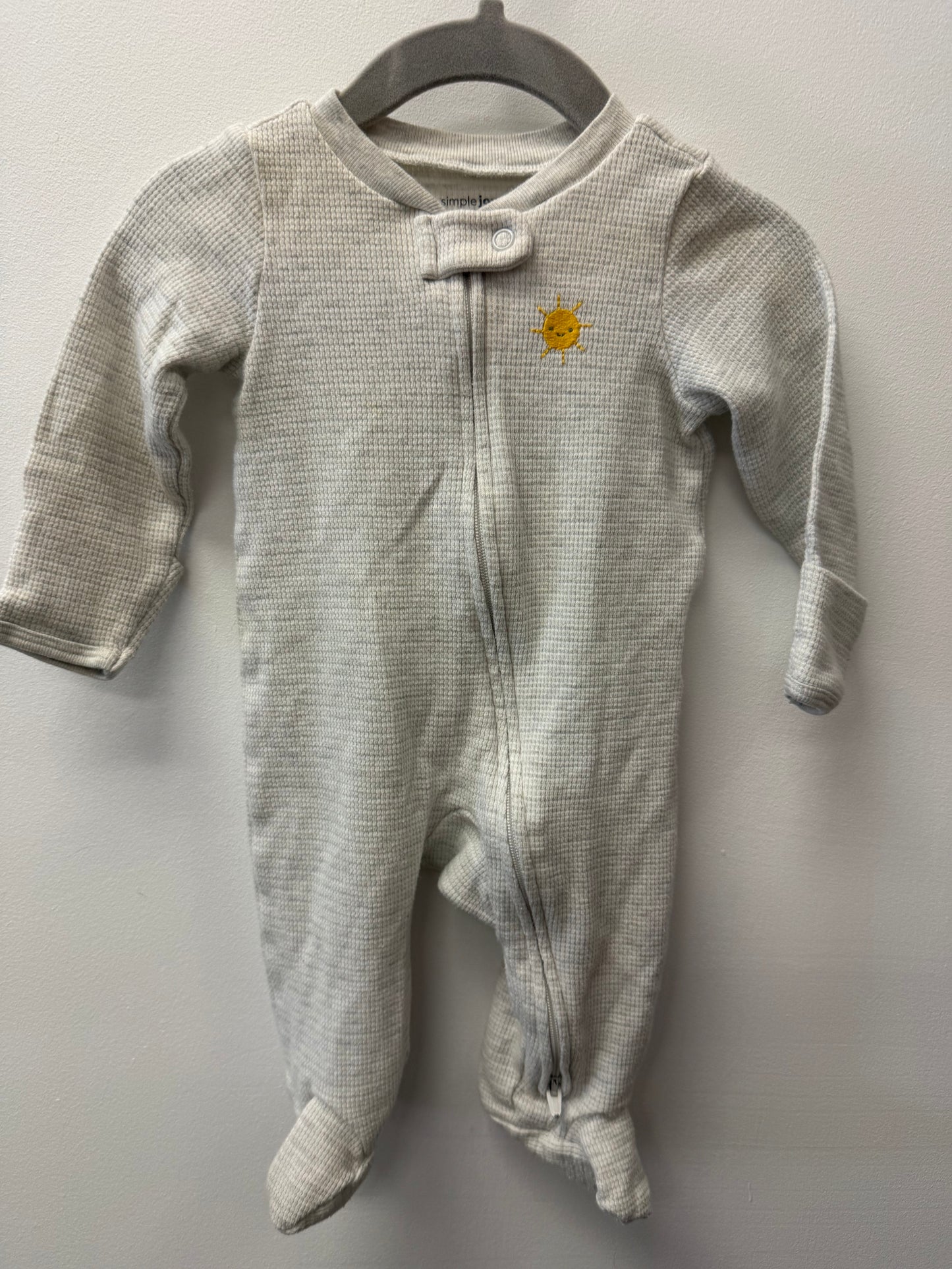 CARTERS GREY RIBBED SLEEPER SIZE 0-3M