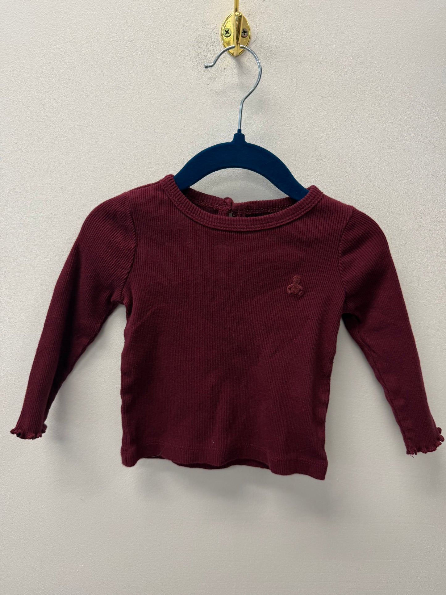 BABY GAP BURGUNDY RIBBED SHIRT SIZE 6-12M