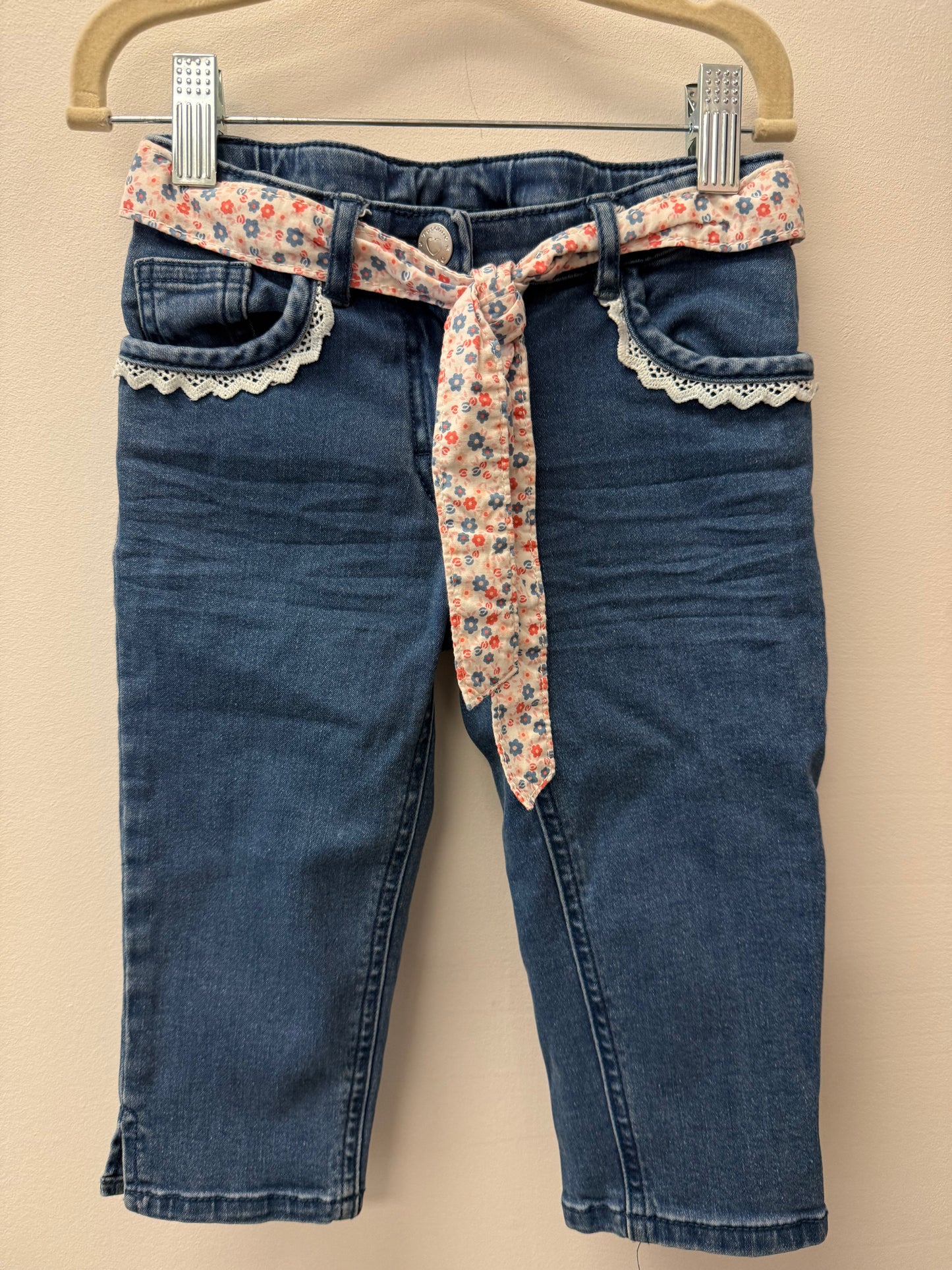 TOPOLINO FLORAL BELT JEANS SIZE 5