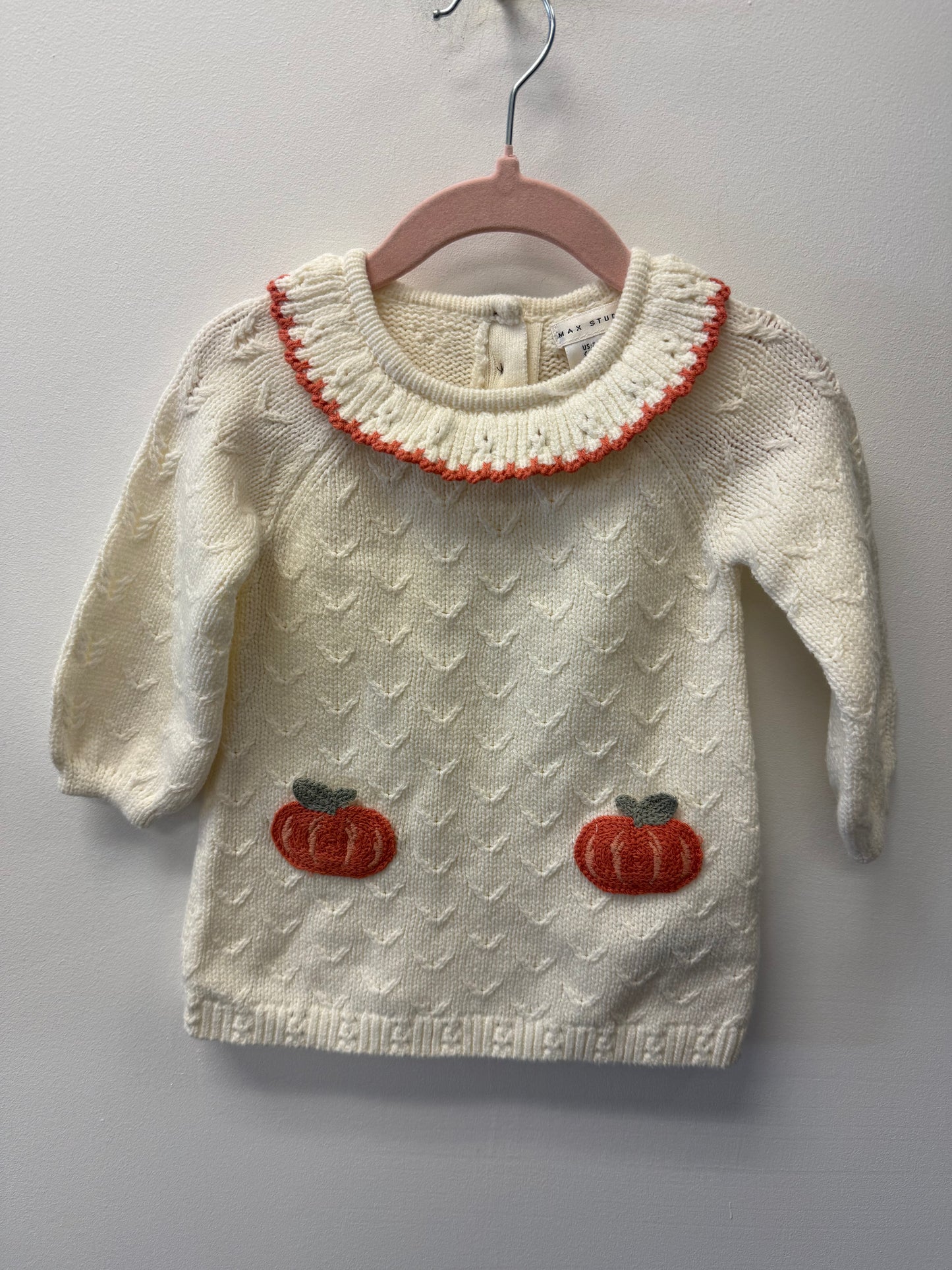 MAX STUDIO PUMPKIN POCKET DRESS SIZE 3-6M (FITS LARGER)