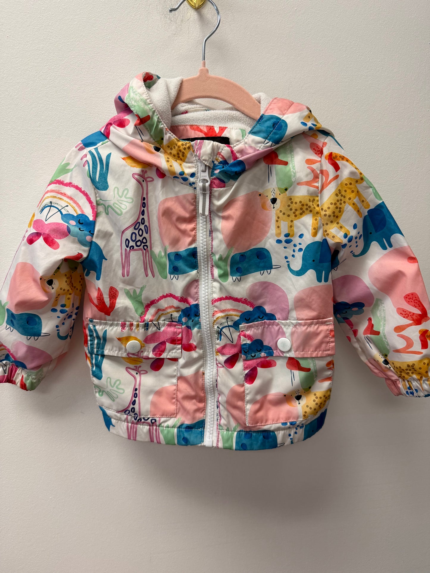 GEORGE FLEECE LINED ANIMAL RAIN COAT SIZE 12-18M