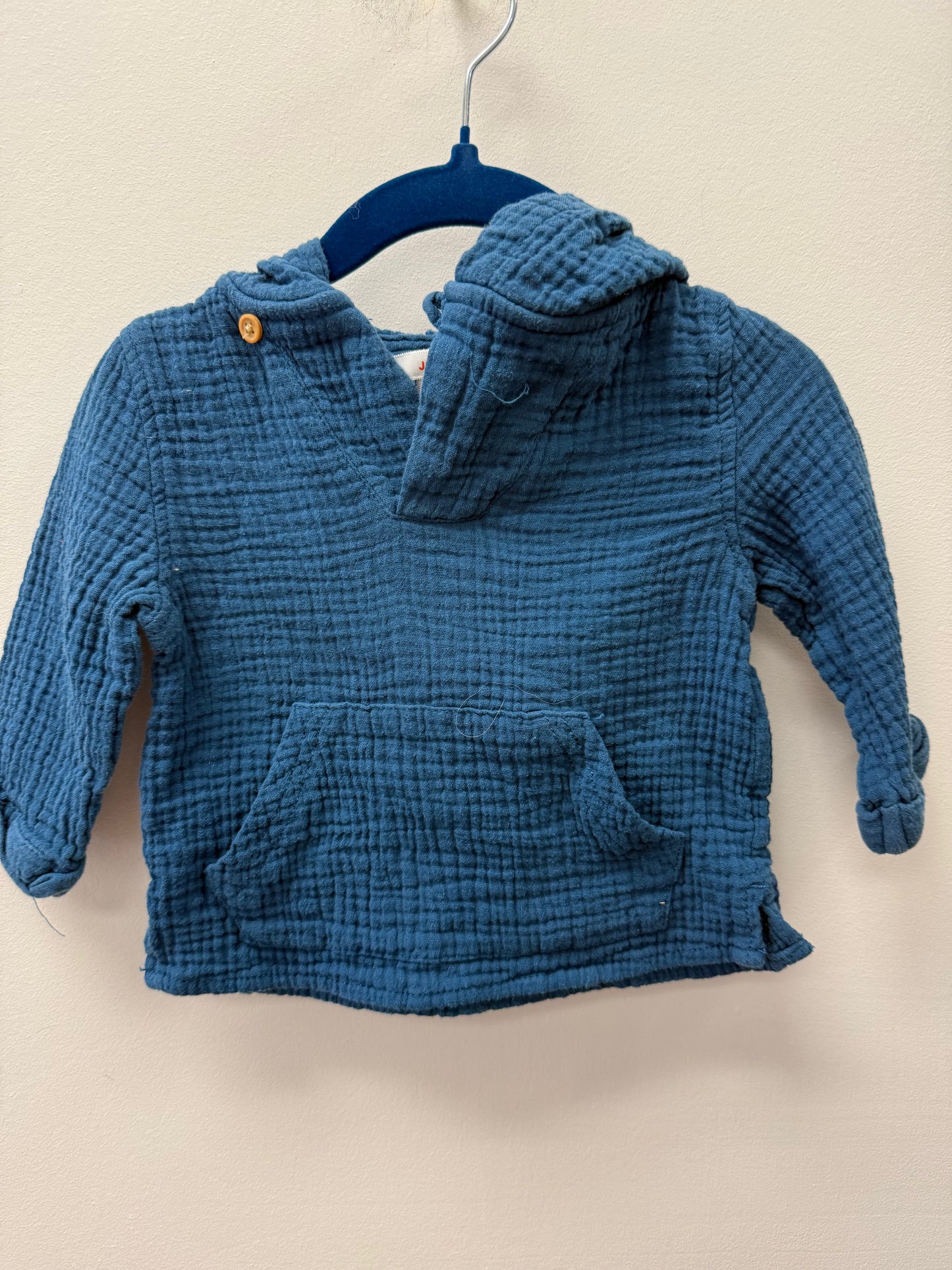 JOE FRESH BLUE LINEN HOODED SHIRT SIZE 3-6M