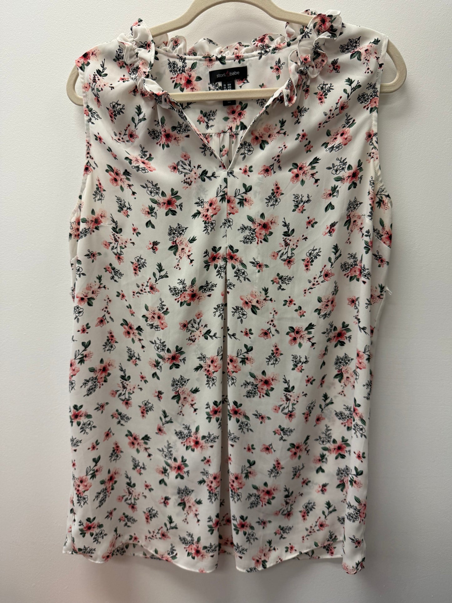 STORK & BABE FLORAL MATERNITY SHIRT SIZE MEDIUM