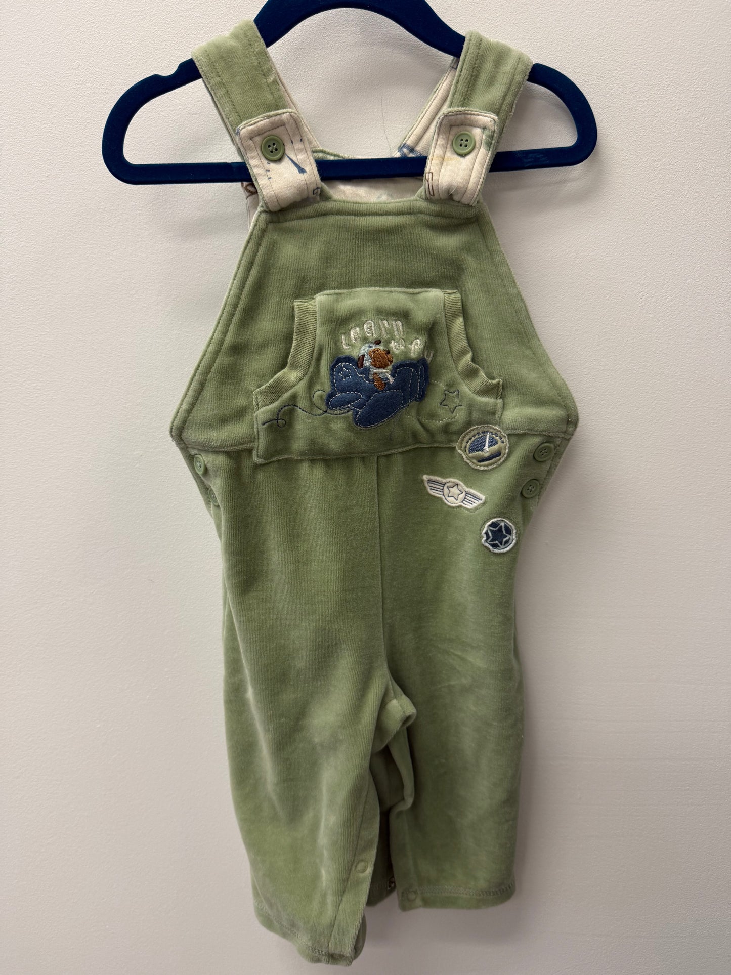 VINTAGE BABY HEAD QUARTERS AIRPLANE OVERALLS SIZE 6-9M