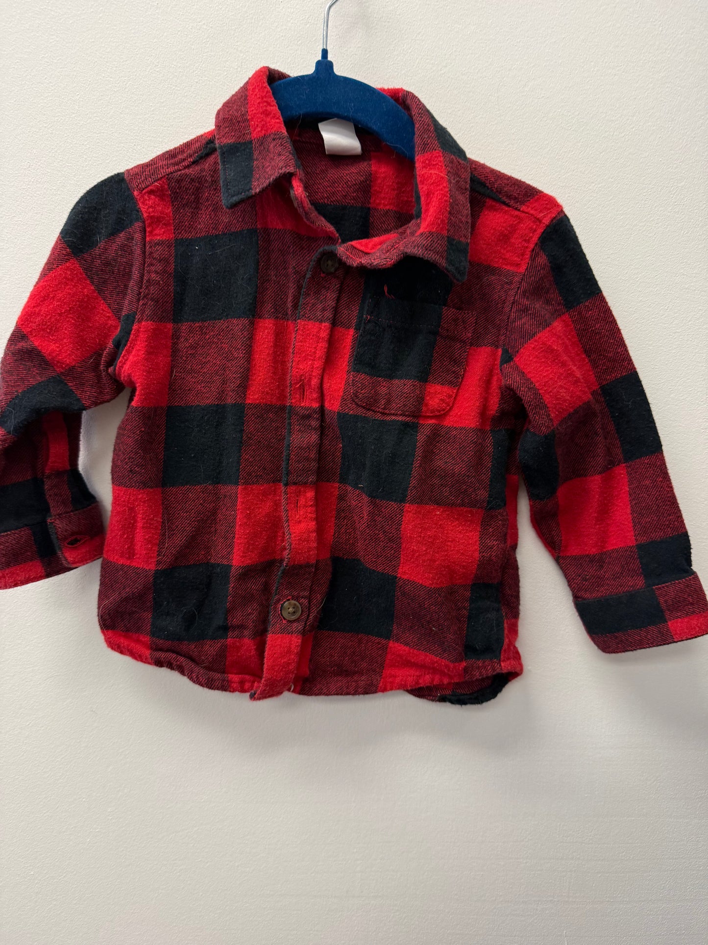 OLD NAVY RED PLAID BUTTON UP SIZE 12-18M