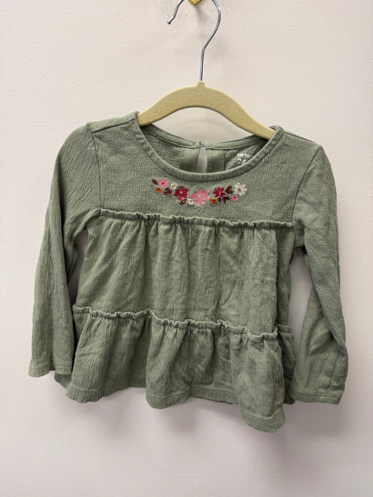CARTERS FLORAL NECKLINE SHIRT SIZE 24M