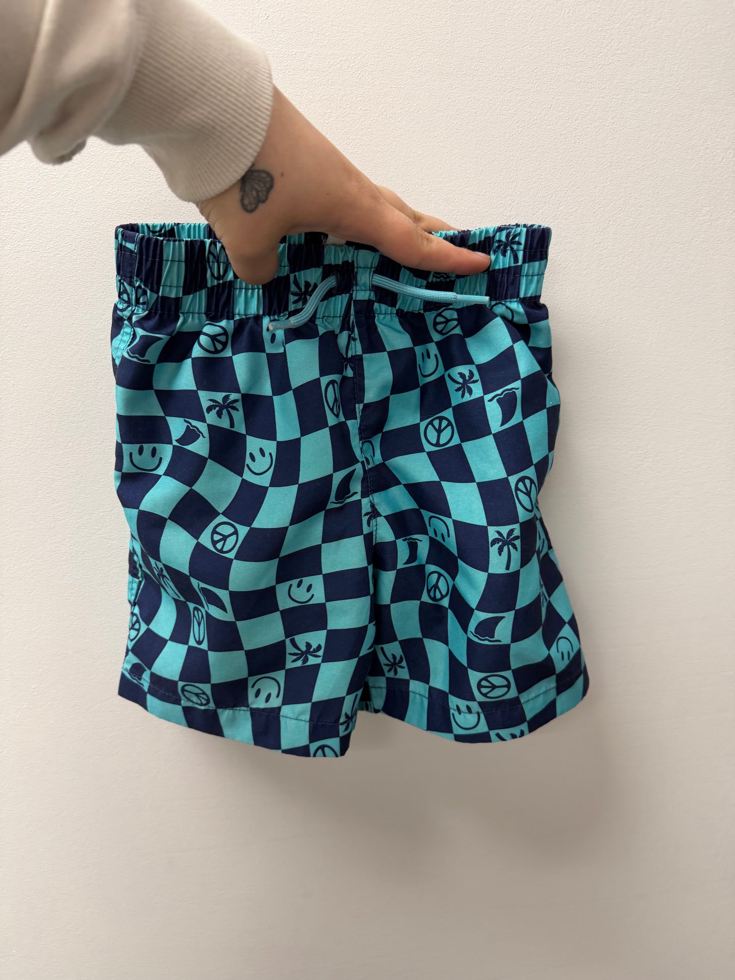 JOE FRESH BLUE CHECKERED SWIM SHORTS SIZE 3T
