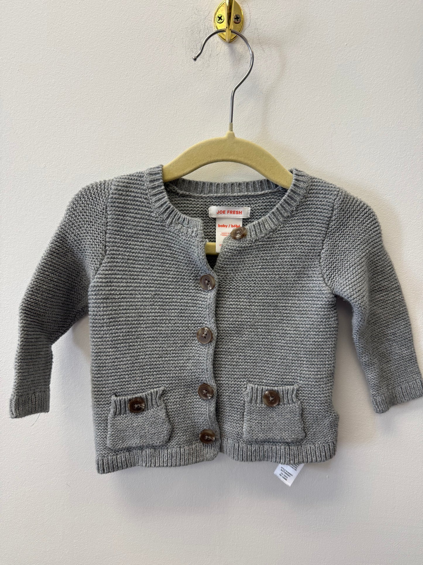 JOE FRESH GREY KNITTED SWEATER SIZE 3-6M