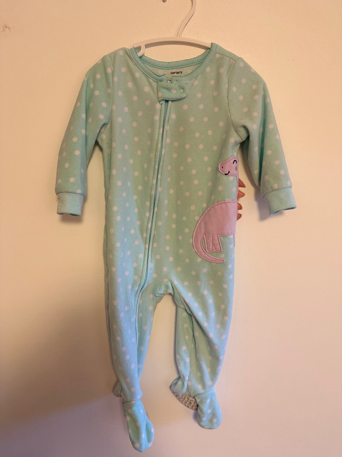 CARTERS FLEECE PINK DINO SLEEPER SIZE 12M