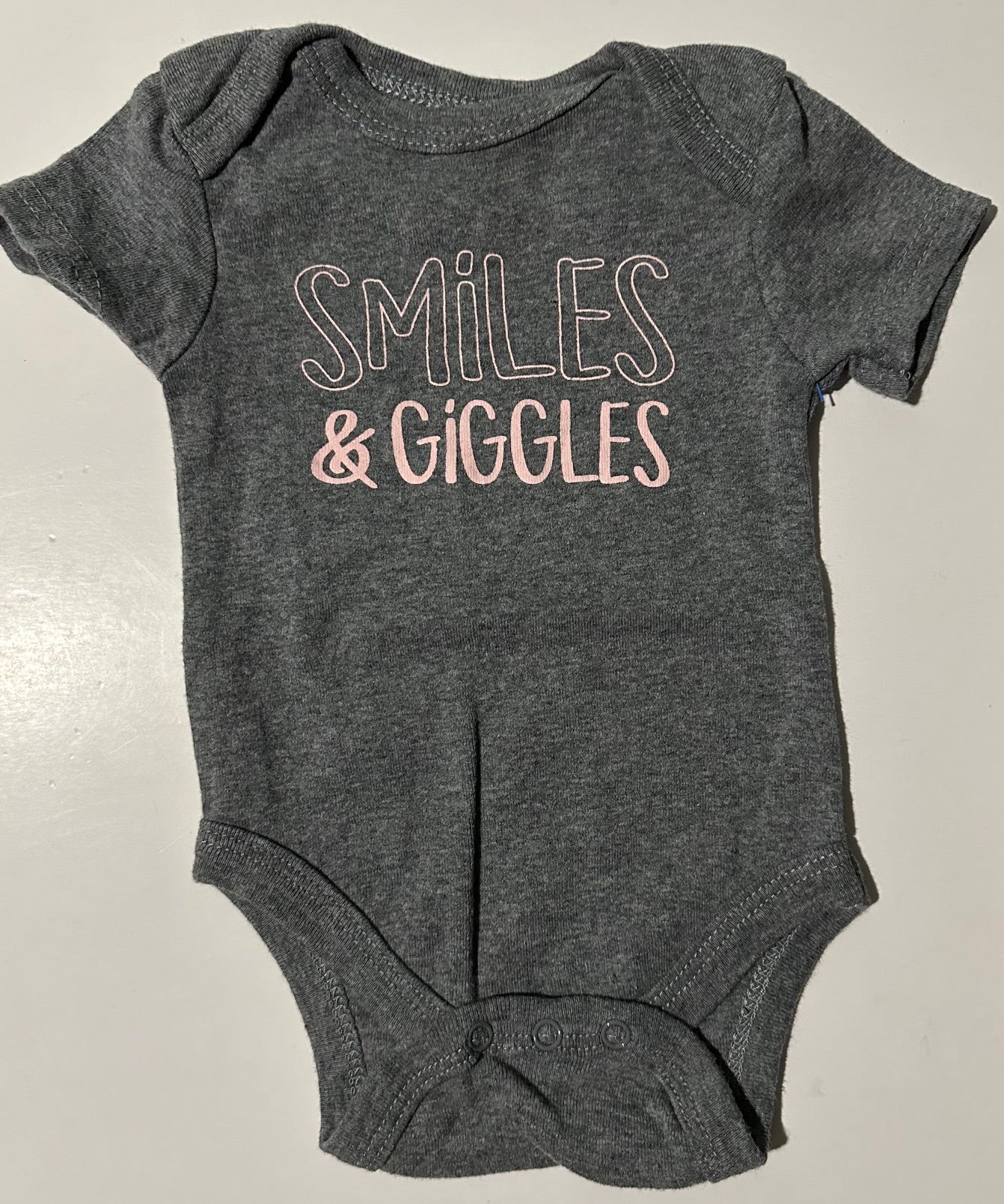 Rene Rofe, Grey Smiles & Giggles Onesie - 0-3 Months – Linen for Littles