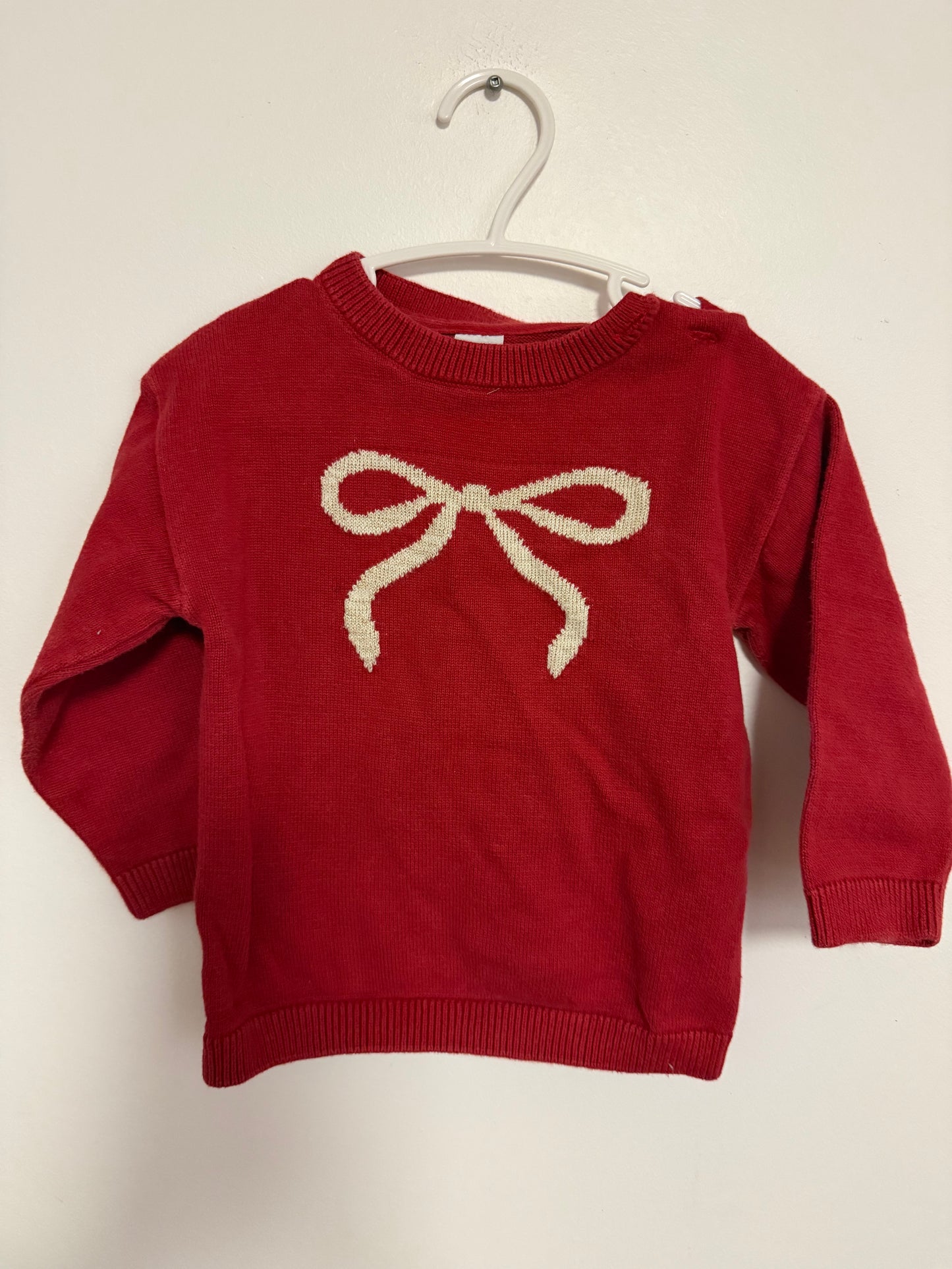 H&M GOLD SPARKLE BOW KNITTED SWEATER SIZE 2T