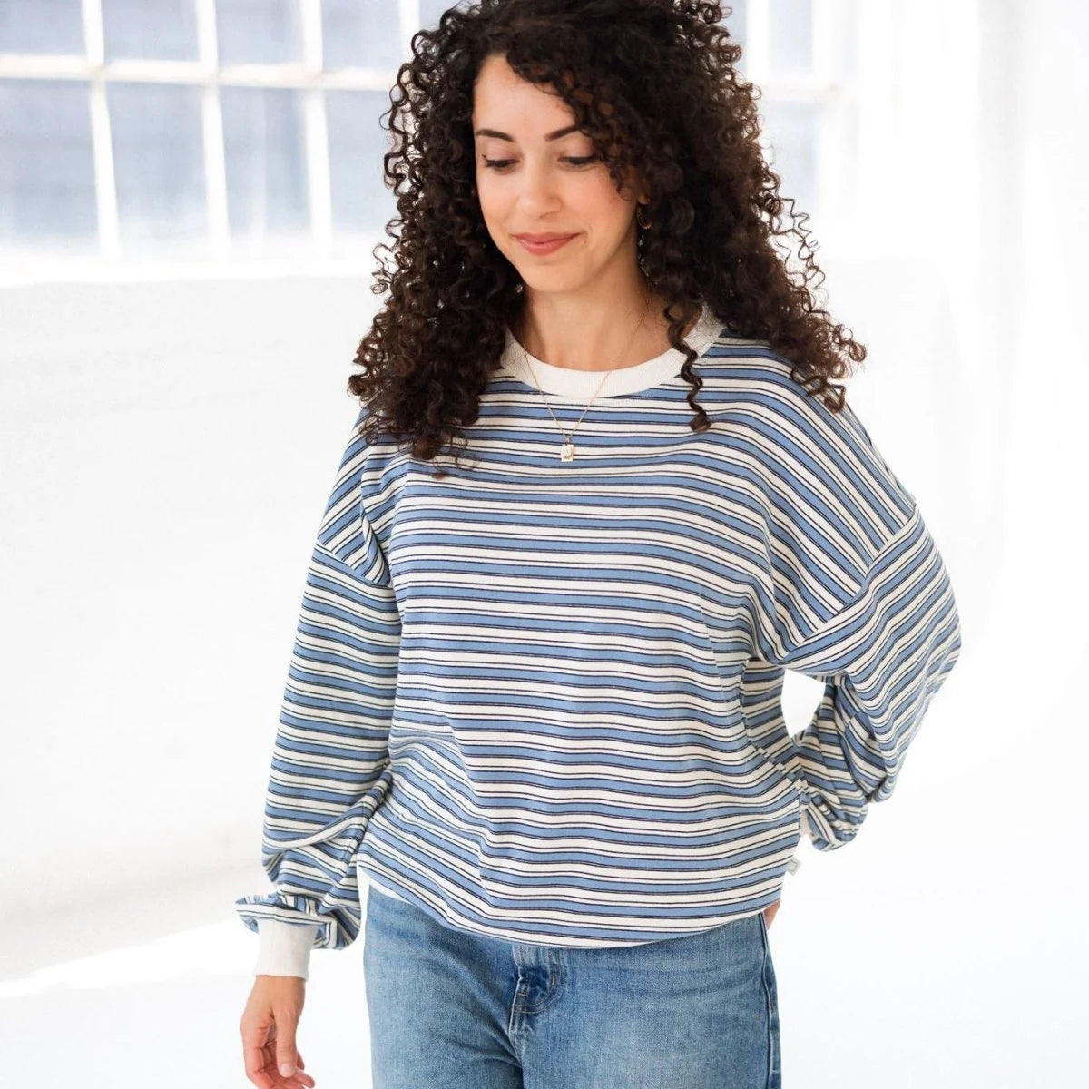 ROOBEAR WOMEN'S MATCHING STRIPED CREWNECK