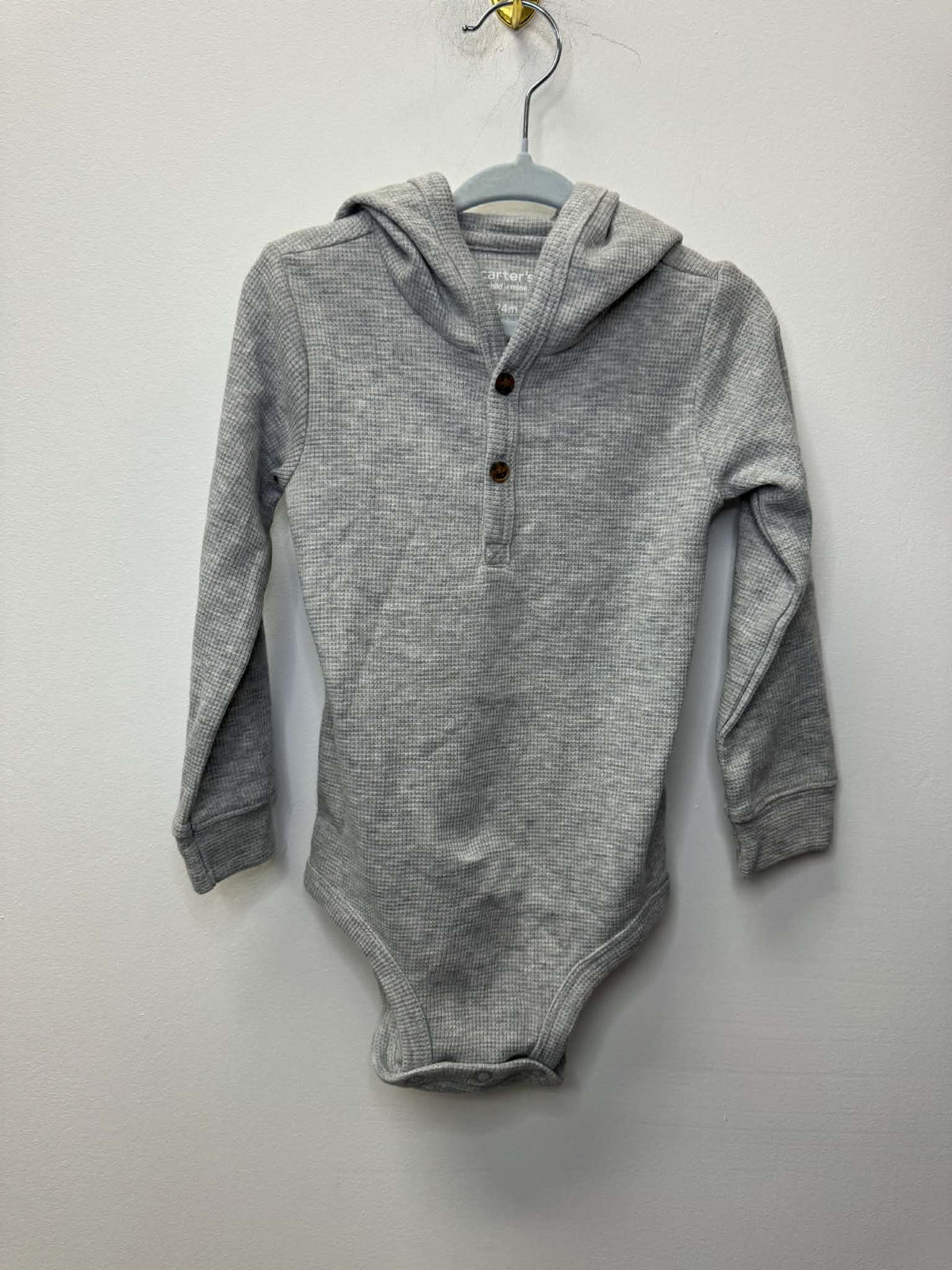 CARTERS WAFFLE KNIT HOODED ONESIE SIZE 24M
