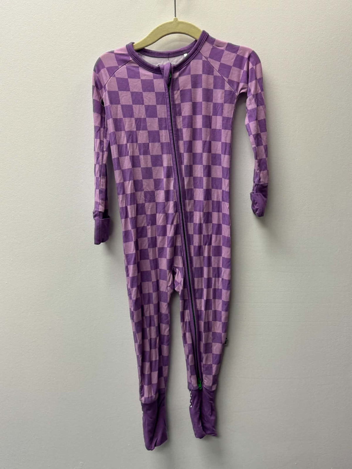 LOVE & GRACE PURPLE CHECKERED BAMBOO SLEEPER SIZE 12-18M