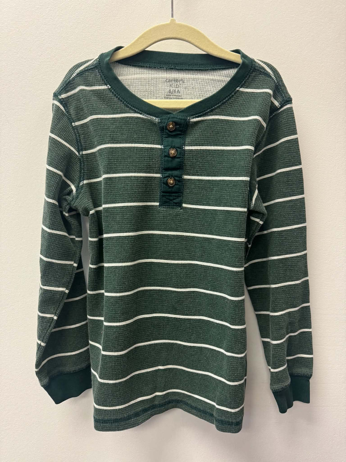 CARTERS GREEN WAFFLE KNIT SHIRT SIZE 6