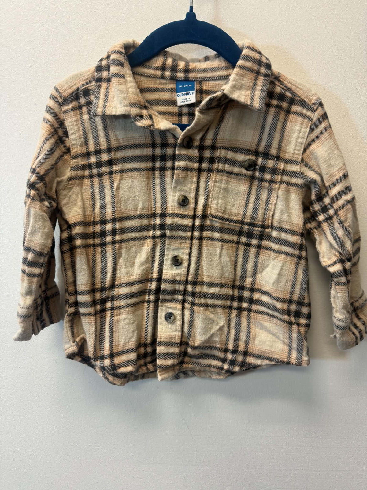 OLD NAVY BROWN FLANNEL SIZE 18-24M