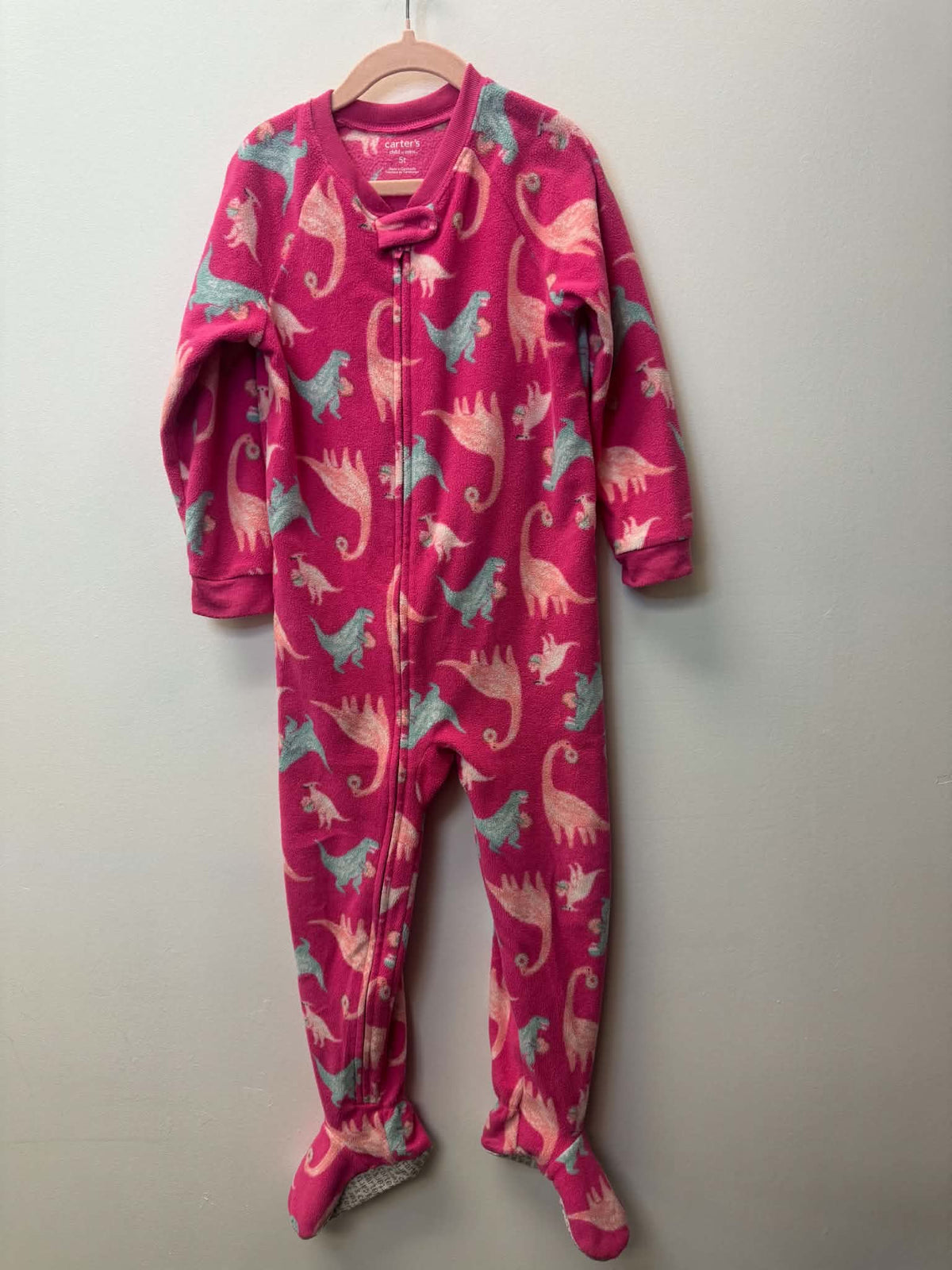 CARTERS FLEECE PINK DINO SLEEPER SIZE 5T