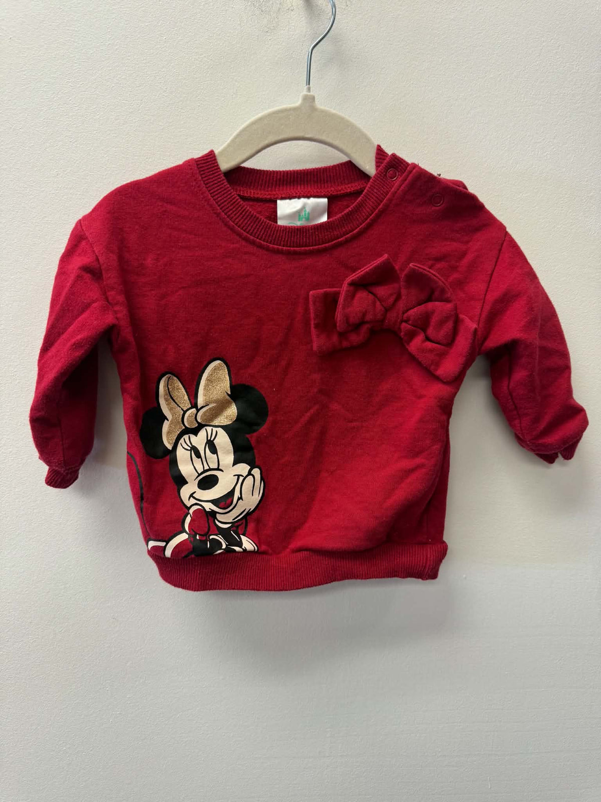 DISNEY MINNIE MOUSE RED BOW CREW SIZE 3-6M