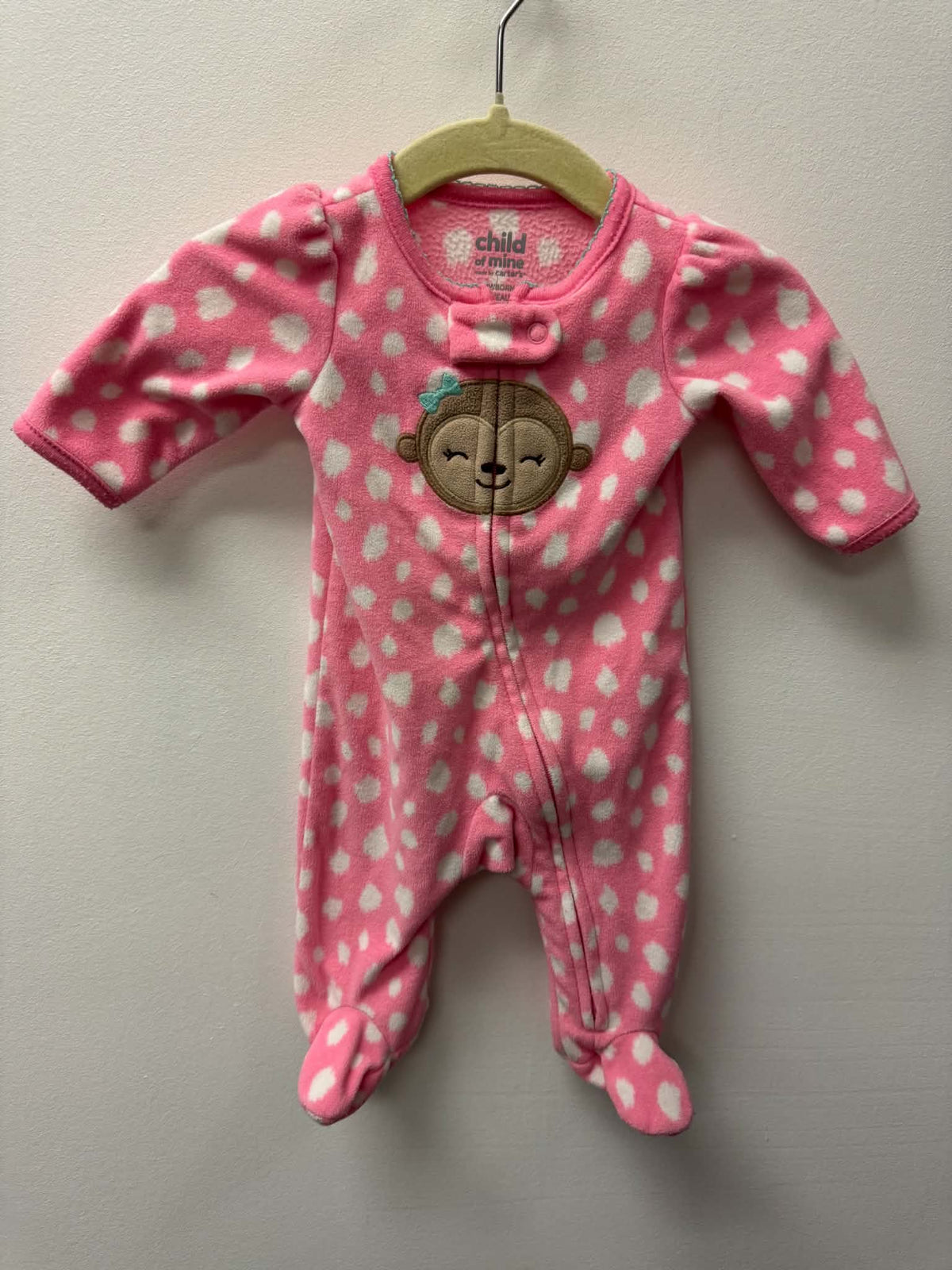 CARTERS FLEECE PINK MONKEY SLEEPER SIZE NEWBORN
