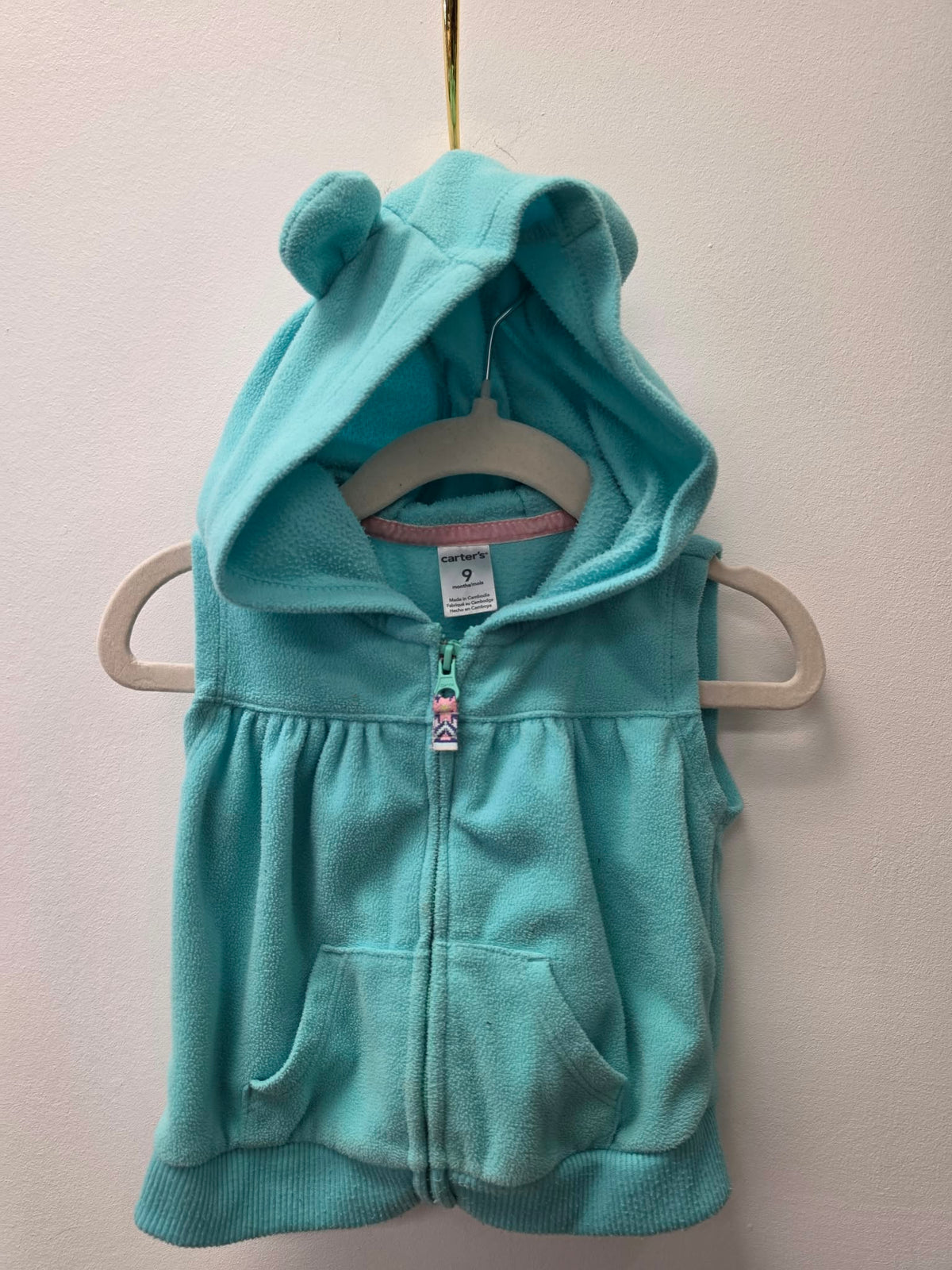 CARTERS BLUE FLEECE VEST SIZE 9M