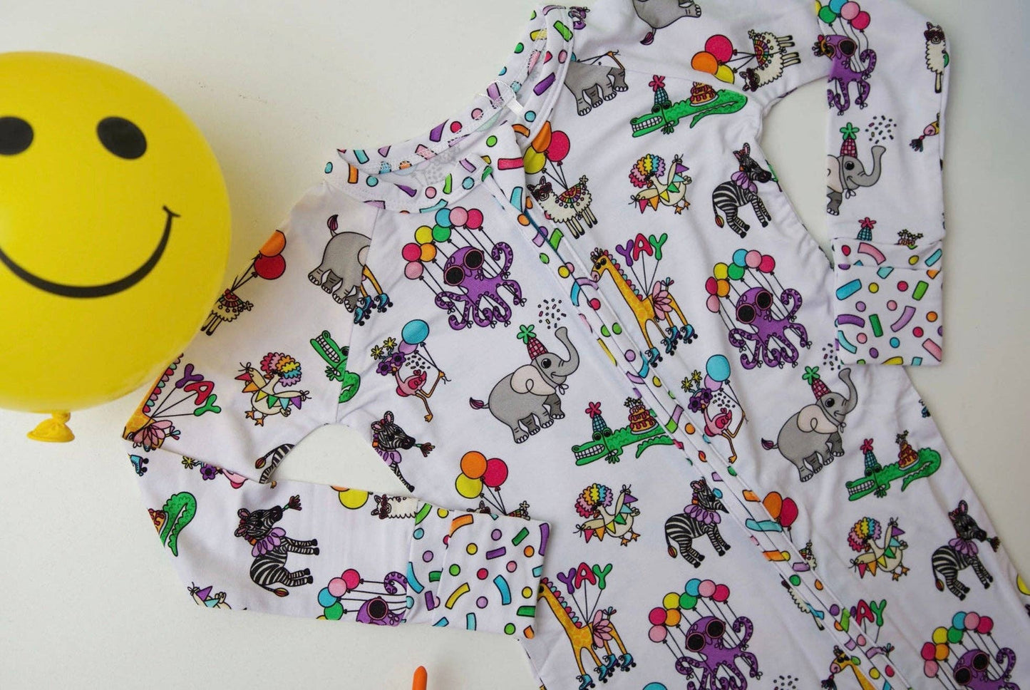 Love & Grace Party in my pjs zip romper