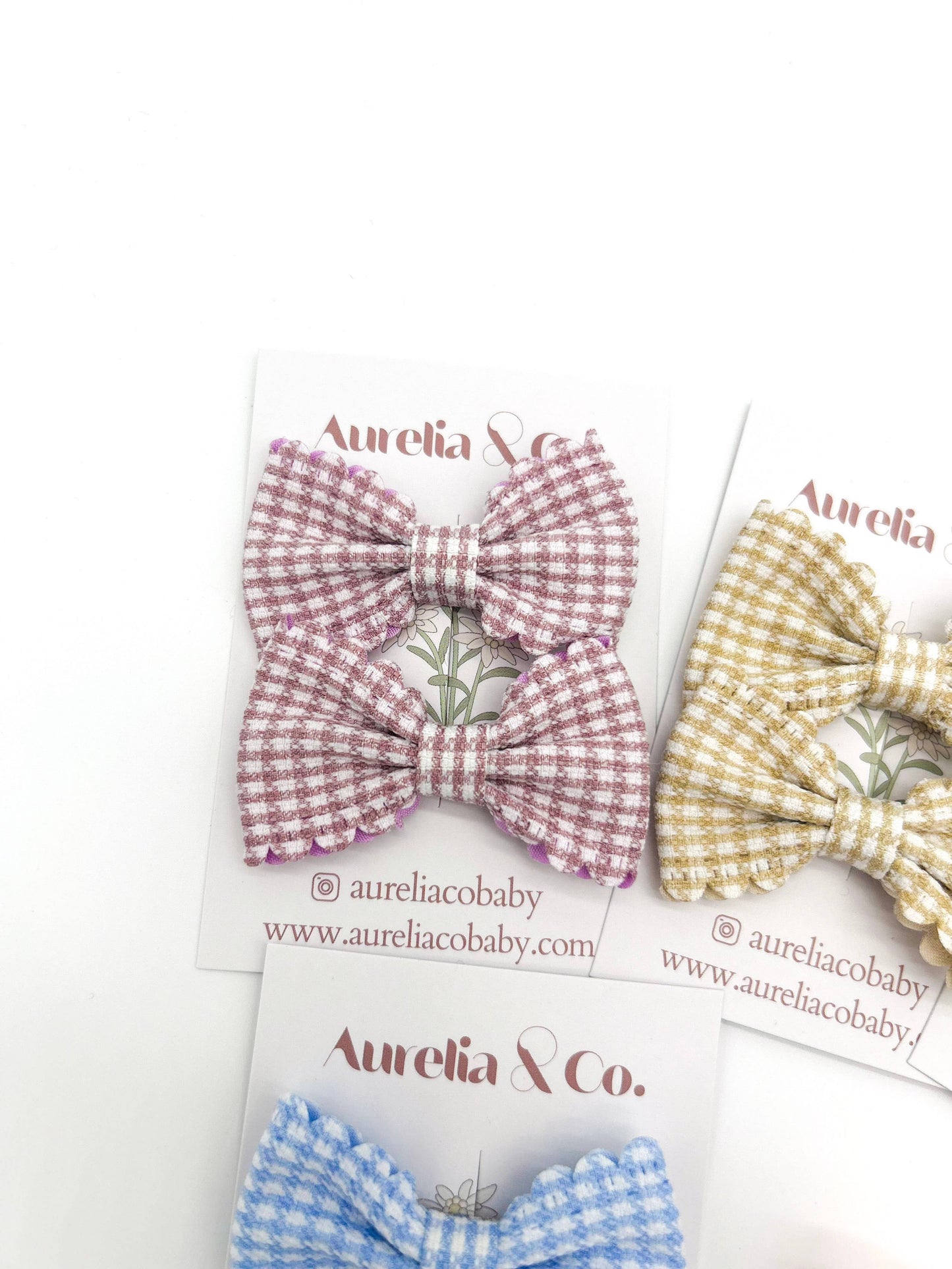 Kids Gingham Hair Bow Clips Accessories