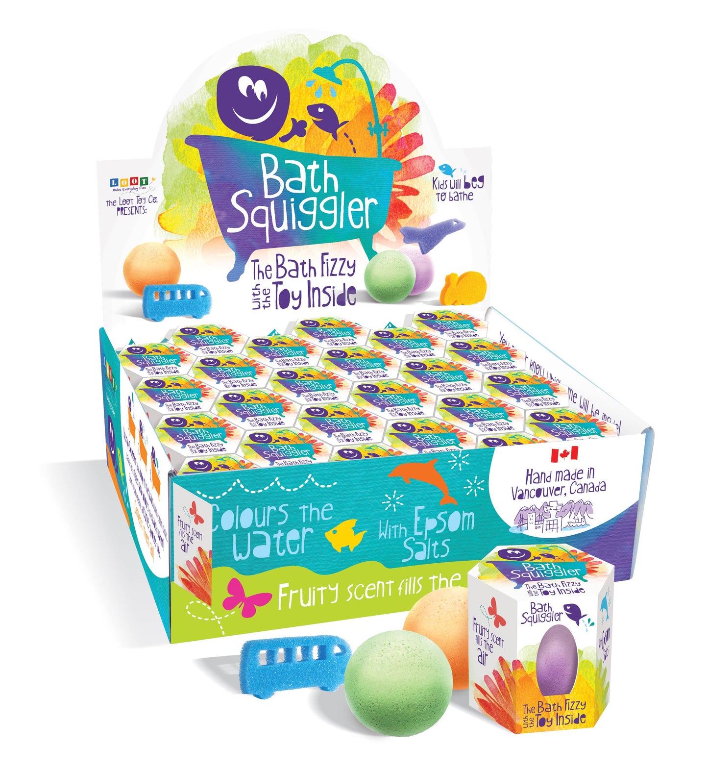 Bath Squiggler bath bombs with toy