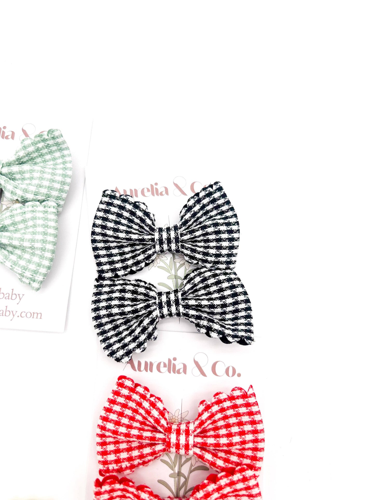 Kids Gingham Hair Bow Clips Accessories