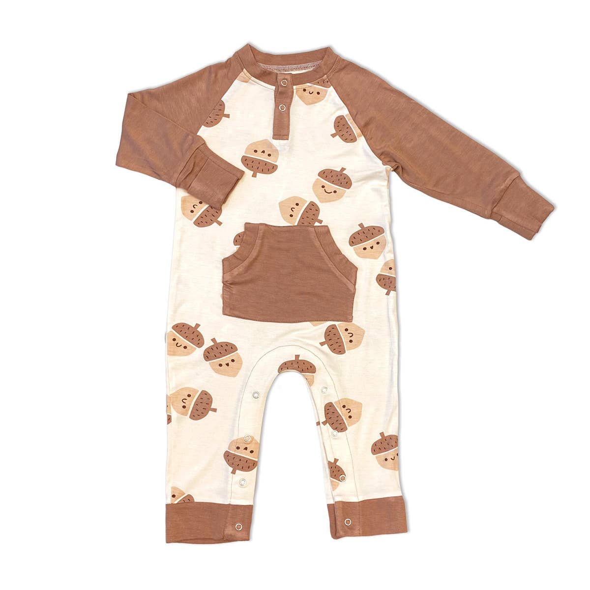 SILKBERRY BABY BAMBOO LONG SLEEVE ROMPER W/KANGAROO POCKET