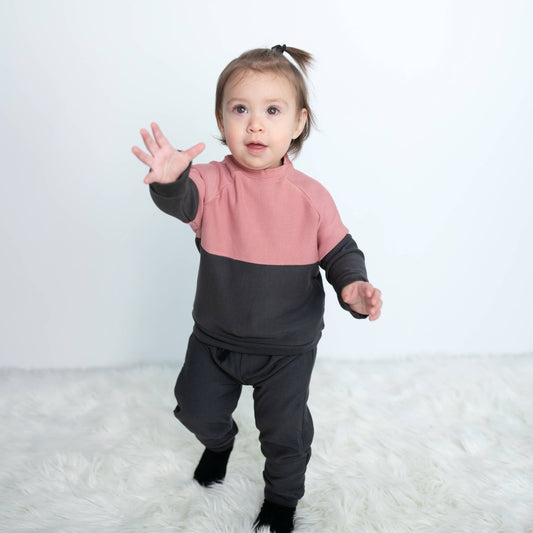 SILKBERRY BABY BAMBOO FLEECE COLORBLOCK SWEATSHIRT (2 COLORS)
