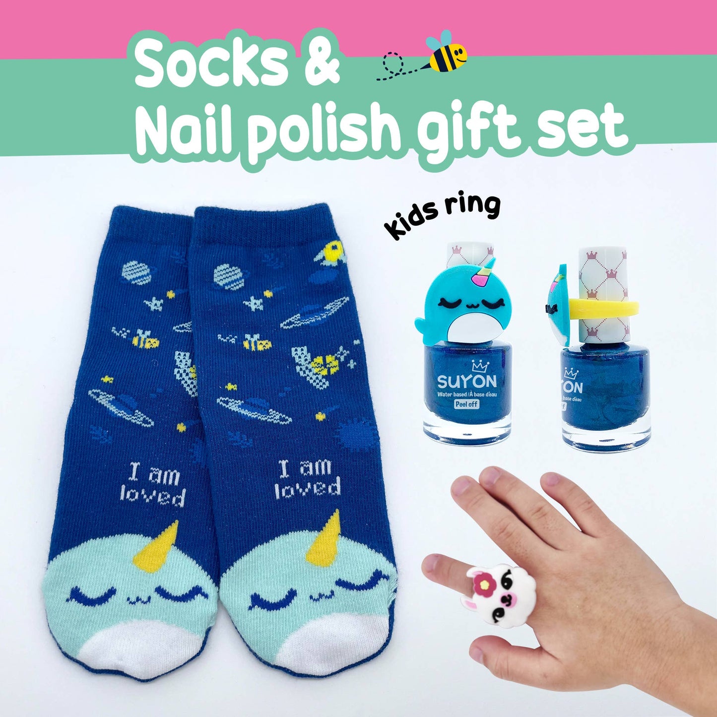 Narwhal Nail & Socks Gift Set (4-7 years old)